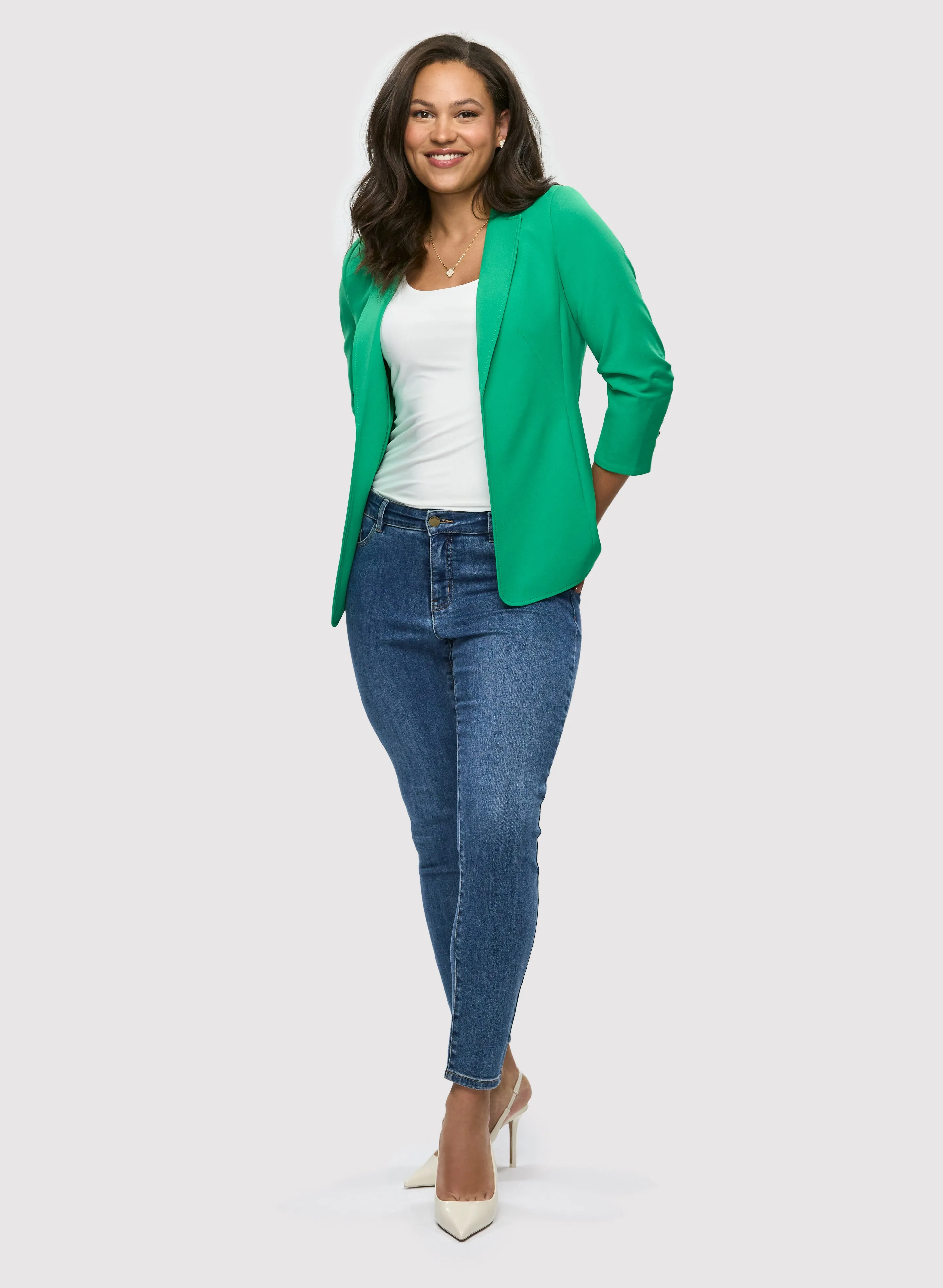 3/4 Sleeve Open Blazer