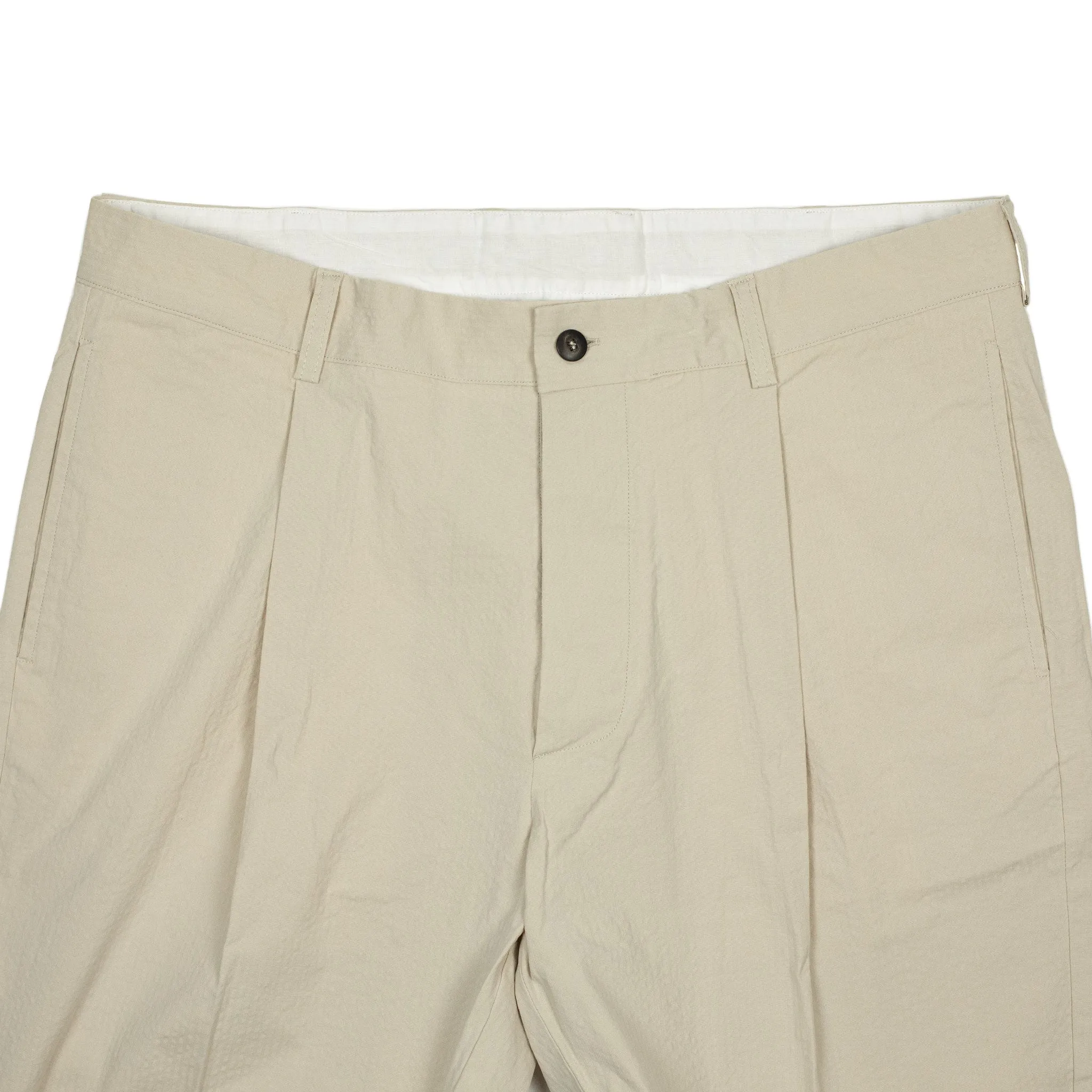 AAntioco pleated trousers in beige cotton seersucker