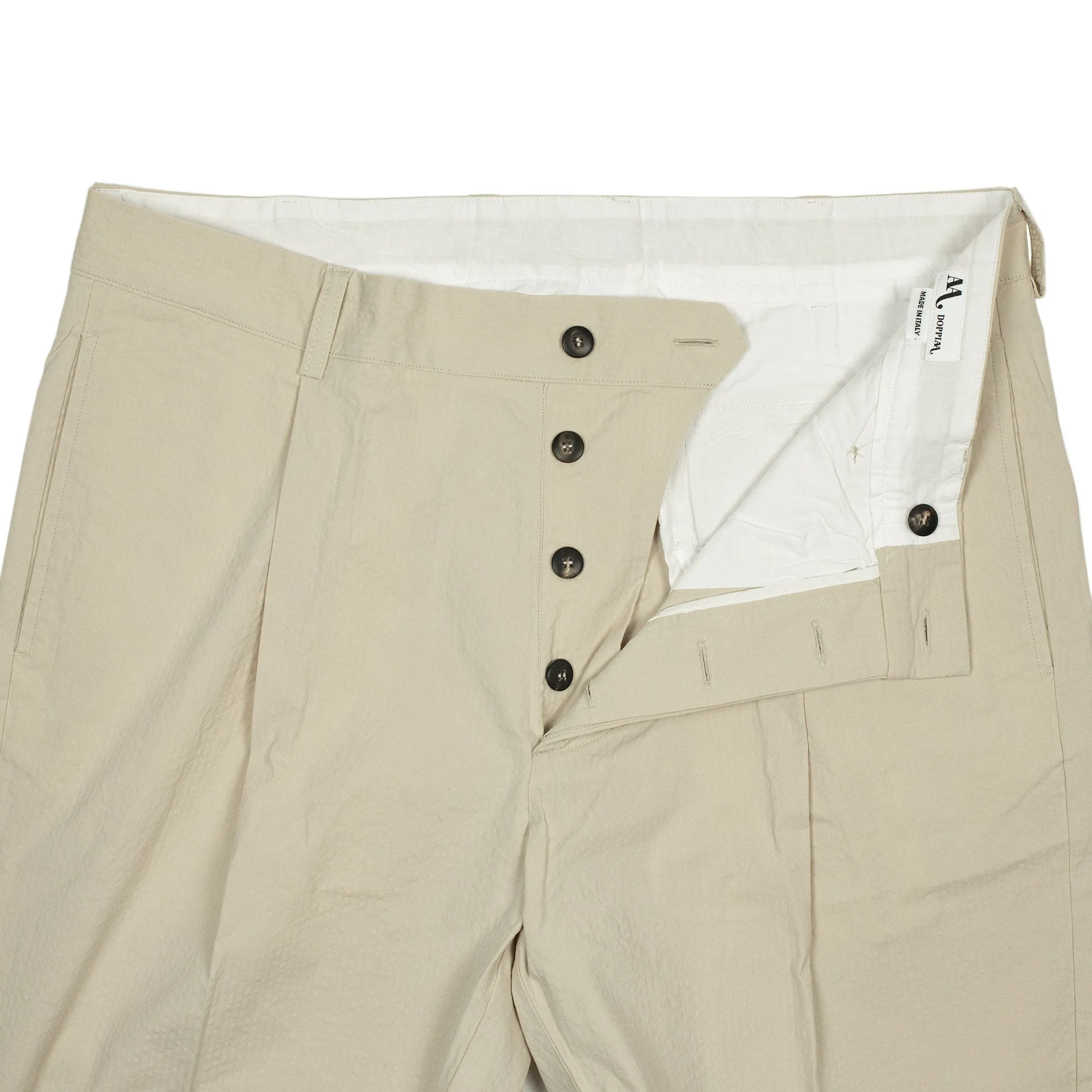 AAntioco pleated trousers in beige cotton seersucker