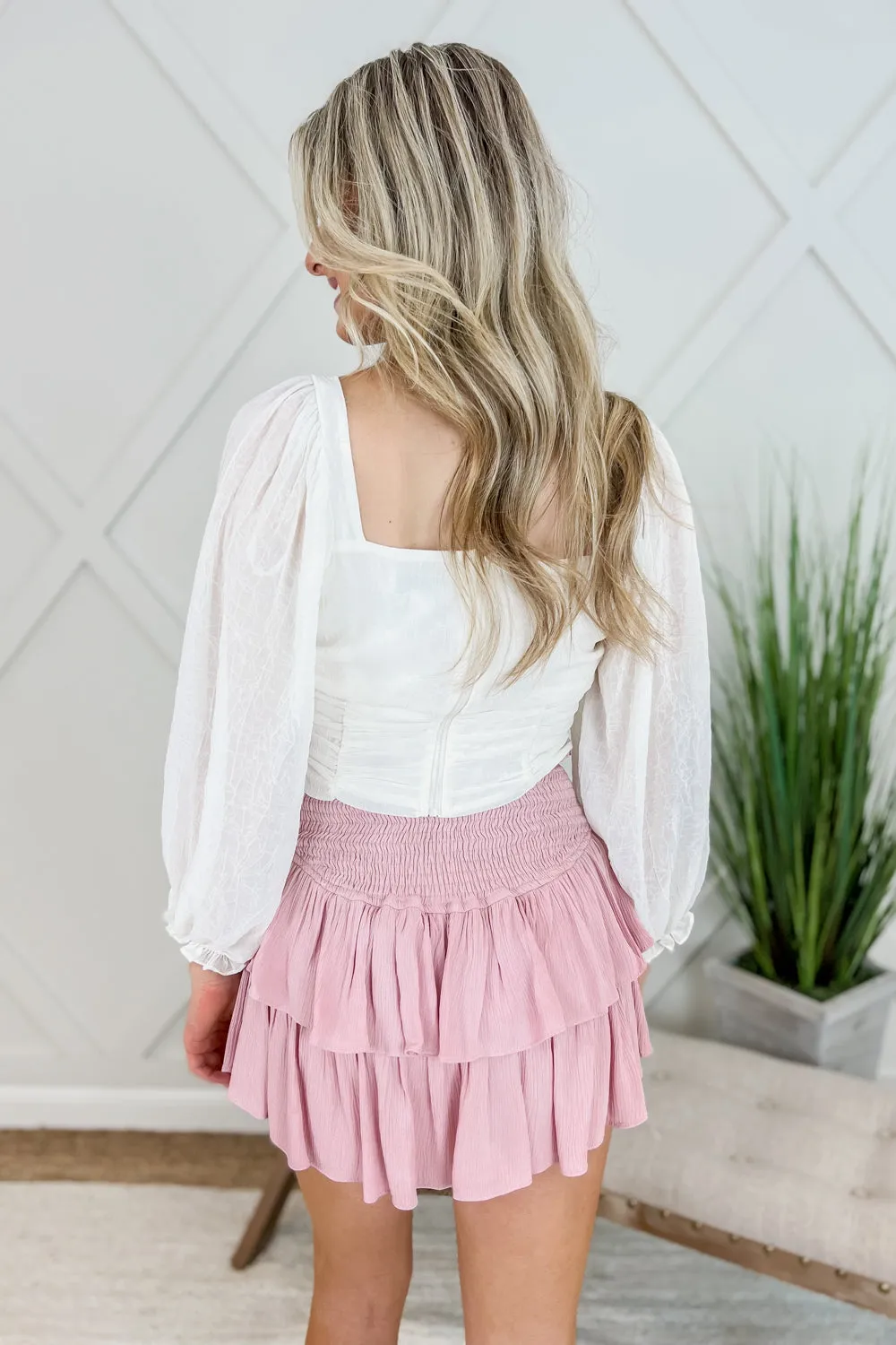 Bailey Ruffle Tiered Mini Skort - Dusty Pink