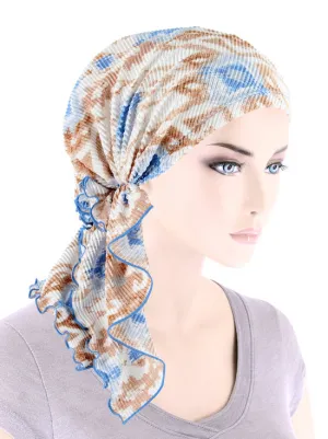 BELLA-772#The Bella Scarf Plisse Ikat Blue Beige