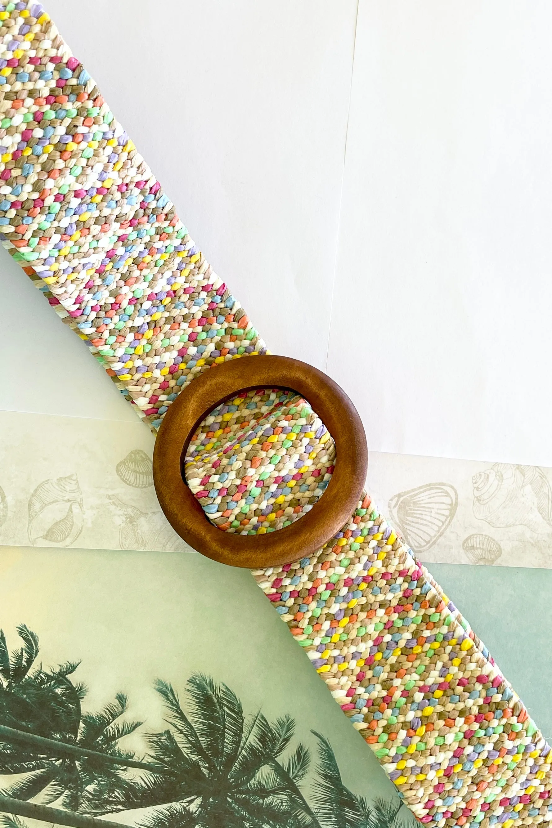 Belt Rattan Stretch Multi Colour