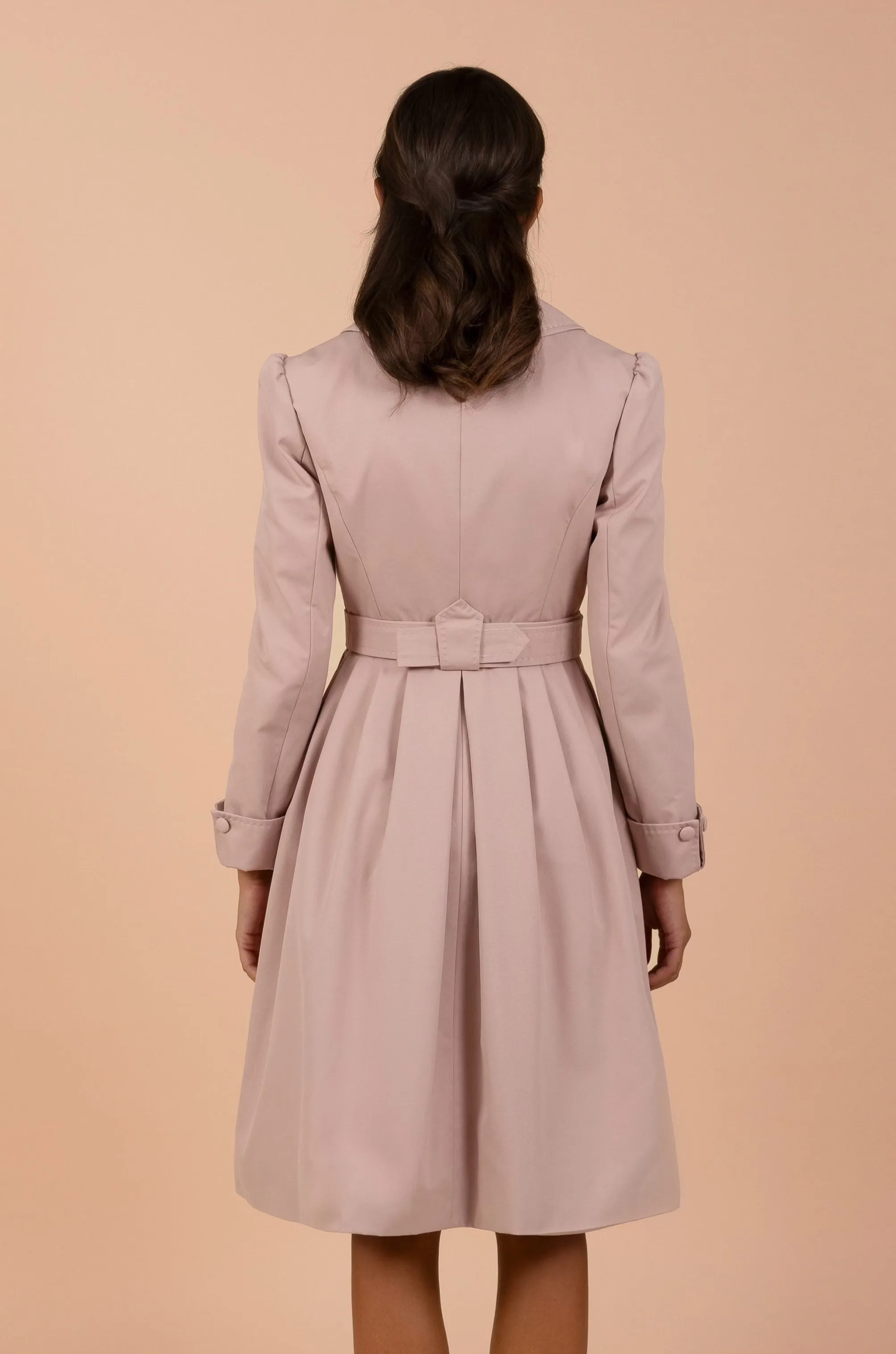 'Bergman' Cotton Gaberdine Dress Trench Coat in Polverosa Rosa