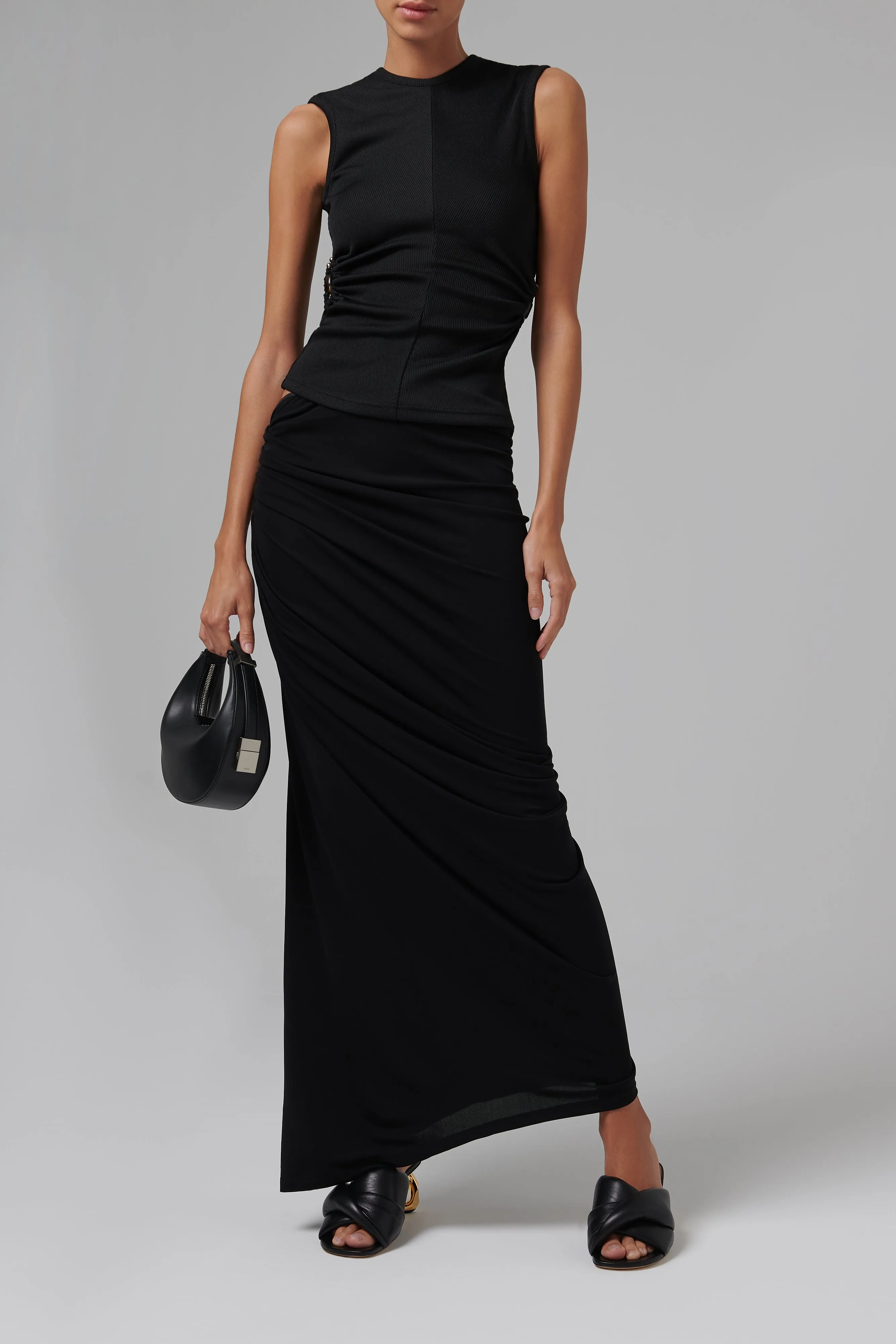 Black Framed Drape Skirt