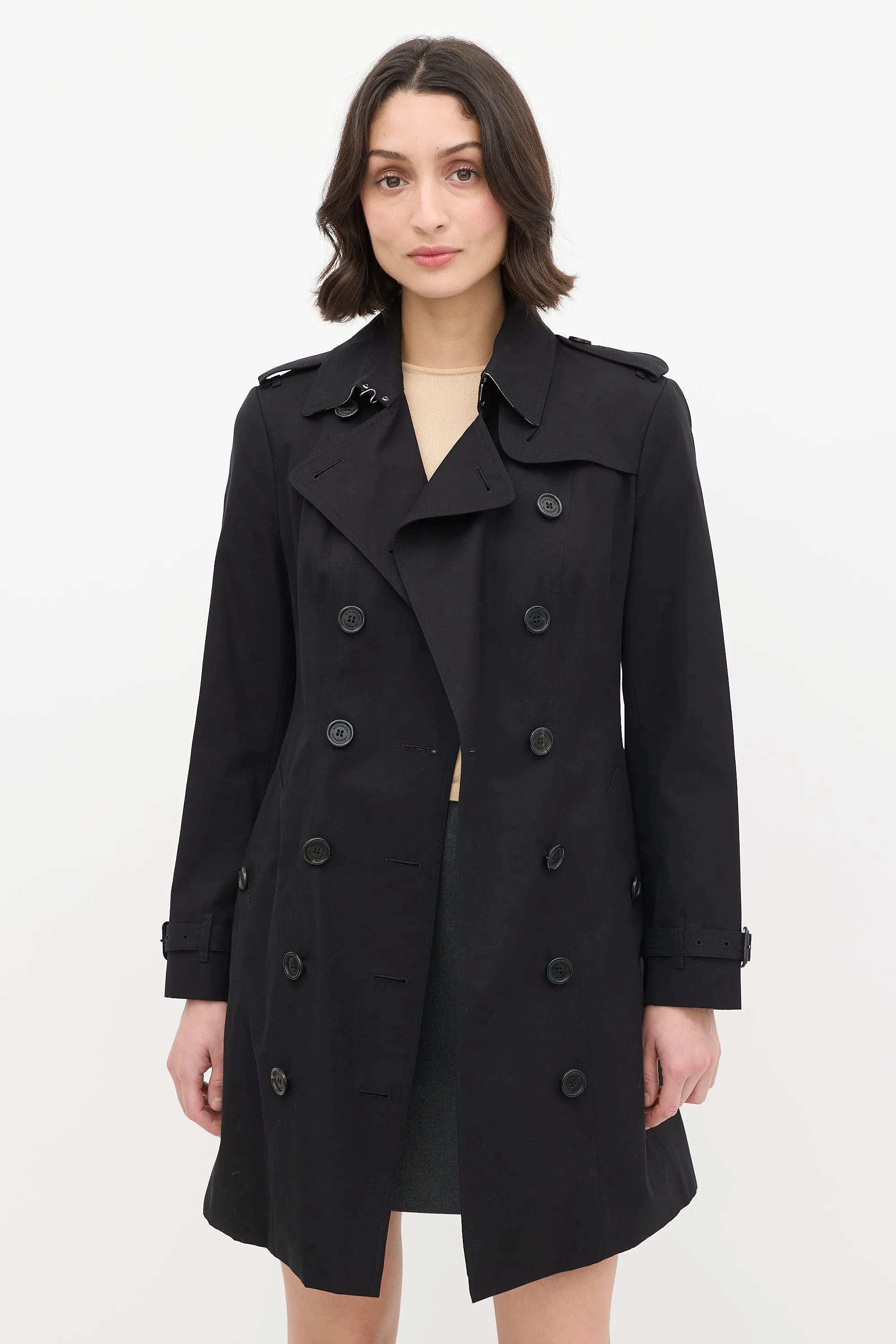 Black Medium The Sandringham Belted Trench Coat