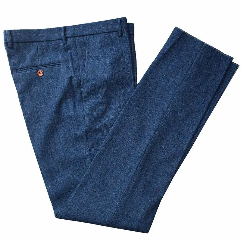 Blinder blue Herringbone Tweed Trousers