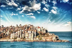 Bondi Beach Panorama Sydney - Australia Photo and Painting Collection - Canvas Prints