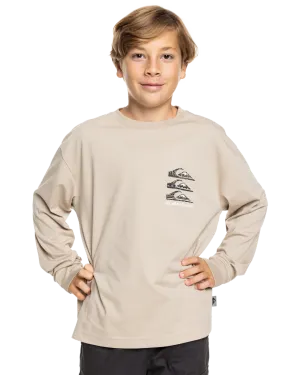 Boys Vintage Mix Long Sleeve T-Shirt in Plaza Taupe