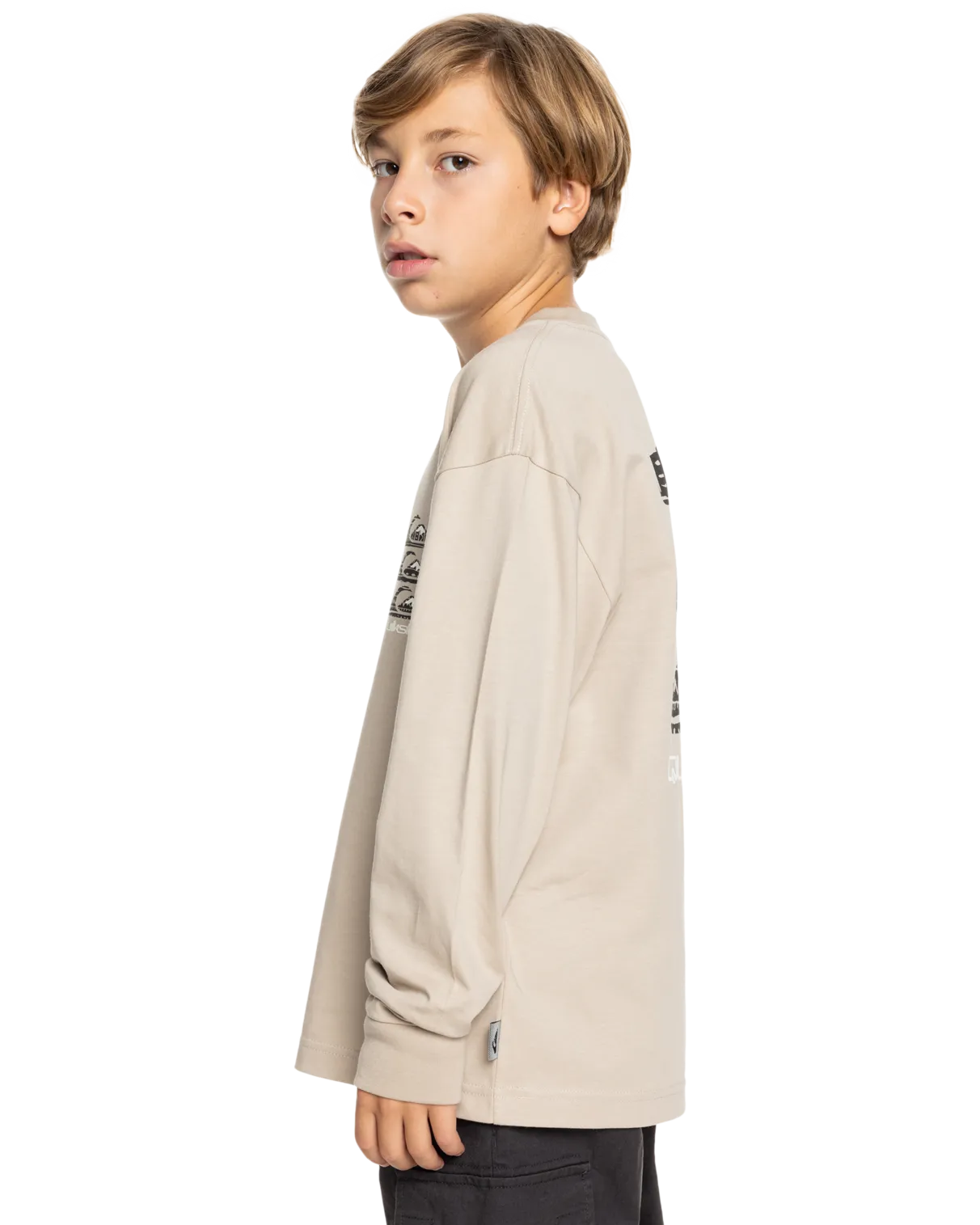 Boys Vintage Mix Long Sleeve T-Shirt in Plaza Taupe
