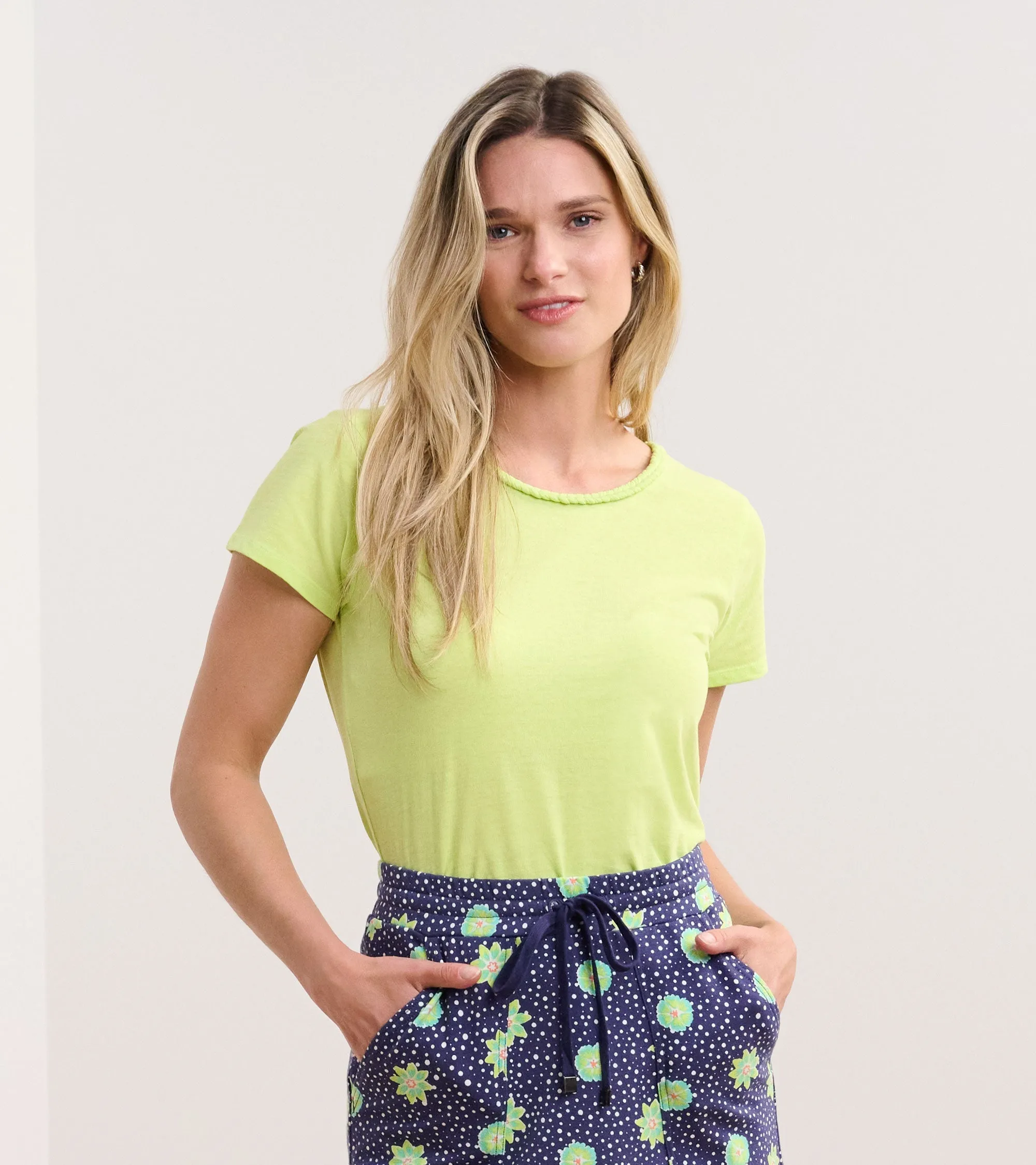 Braided Neck Tee - Sharp Green