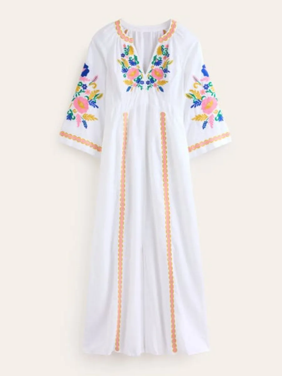 Breathable Linen Embroidered Dress