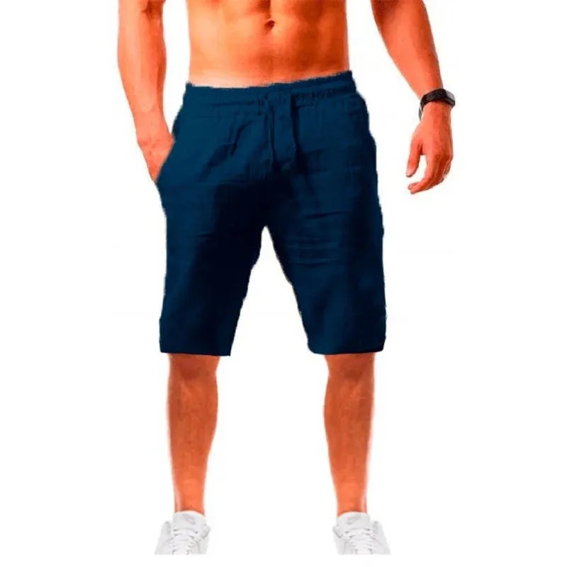 Breathable Solid Color Cotton Linen Streetwear Shorts