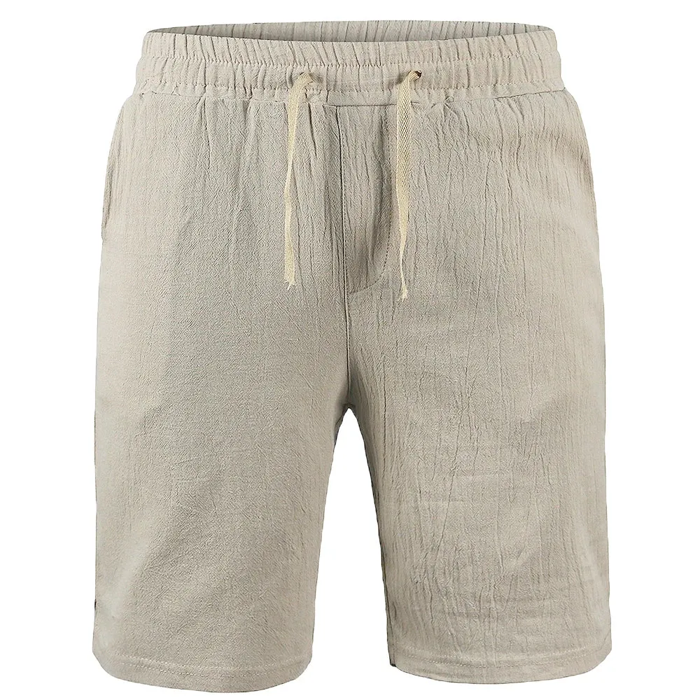 Breathable Solid Color Cotton Linen Streetwear Shorts