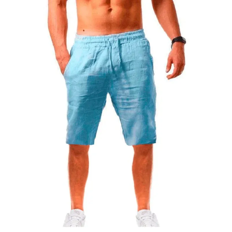 Breathable Solid Color Cotton Linen Streetwear Shorts