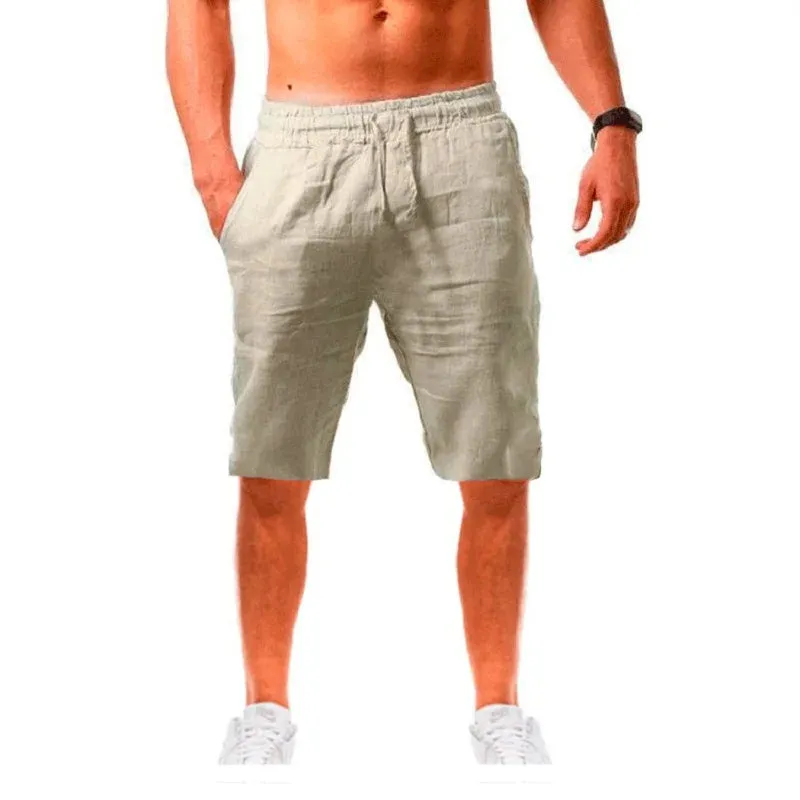 Breathable Solid Color Cotton Linen Streetwear Shorts