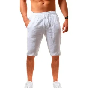 Breathable Solid Color Cotton Linen Streetwear Shorts