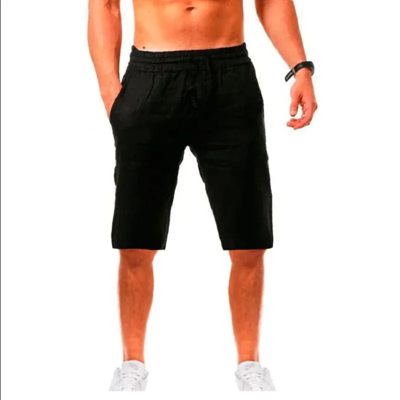 Breathable Solid Color Cotton Linen Streetwear Shorts