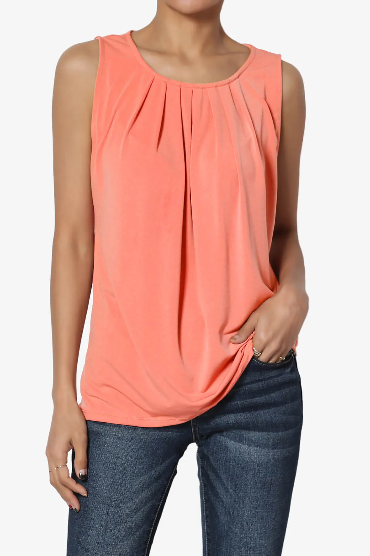 Chaffee Pleat Neck Tank Top PLUS