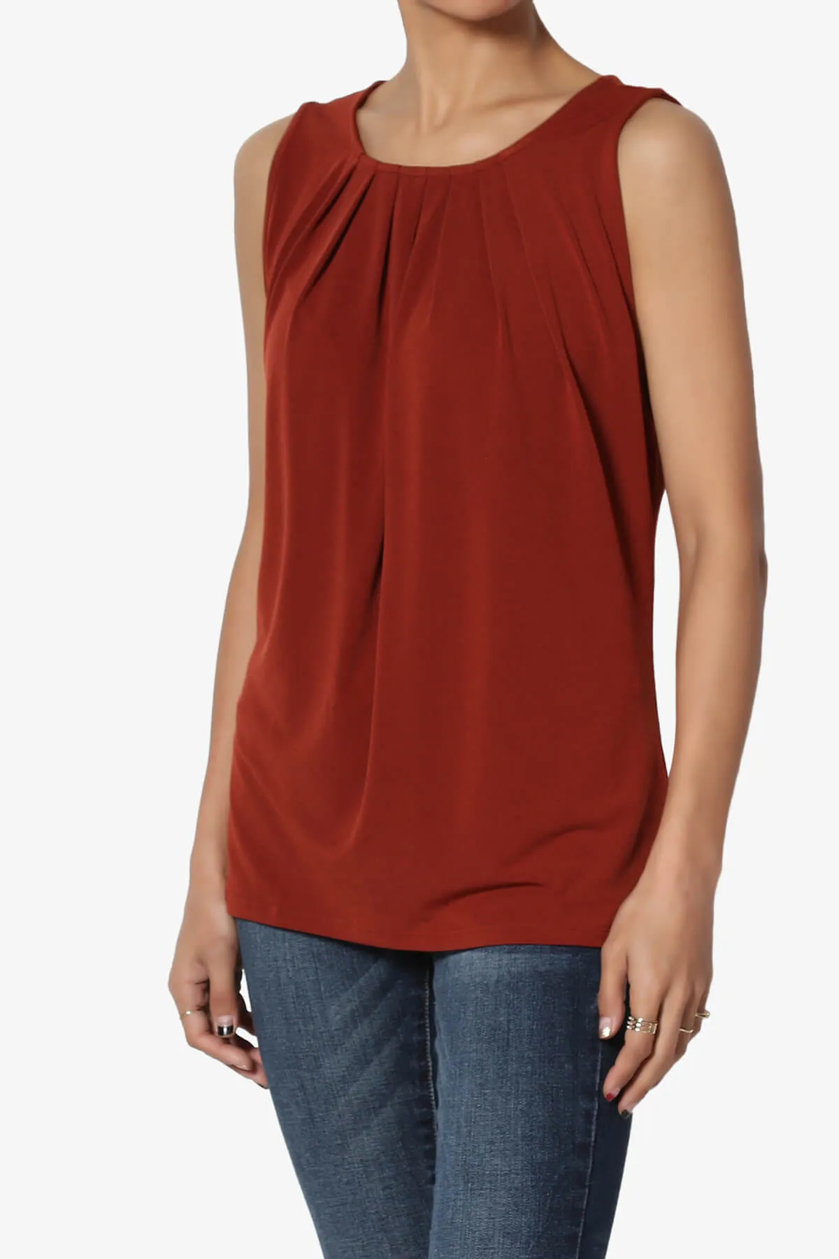 Chaffee Pleat Neck Tank Top PLUS