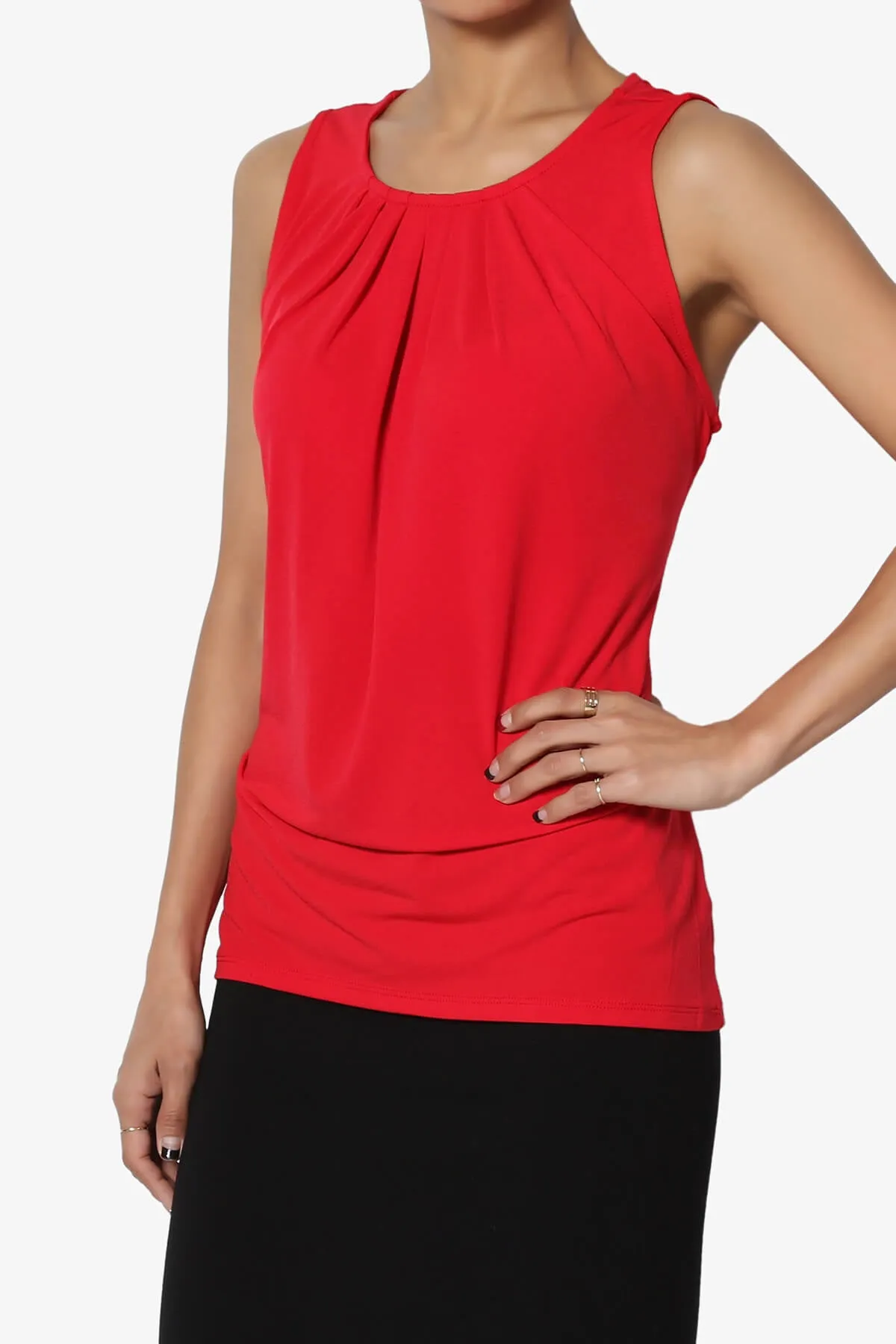 Chaffee Pleat Neck Tank Top PLUS