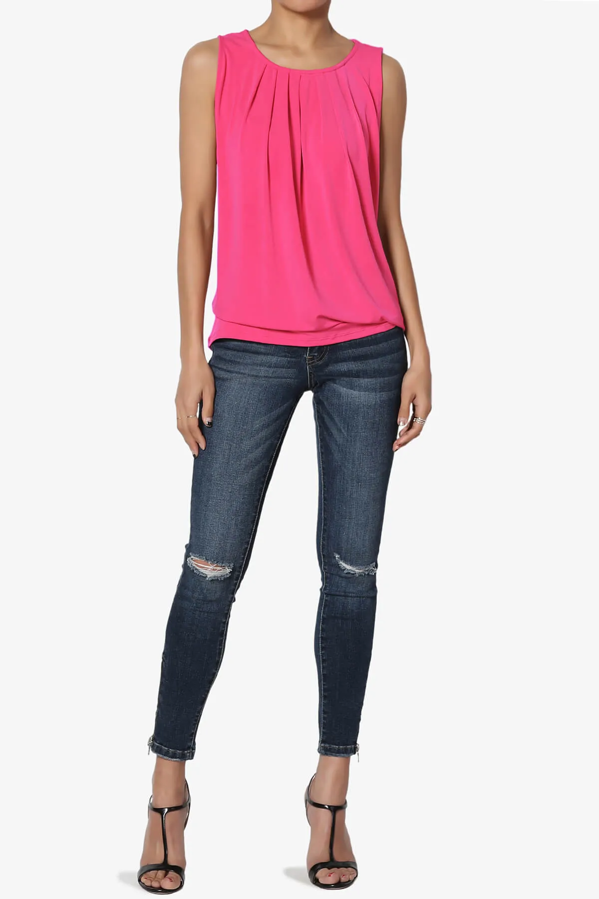 Chaffee Pleat Neck Tank Top PLUS