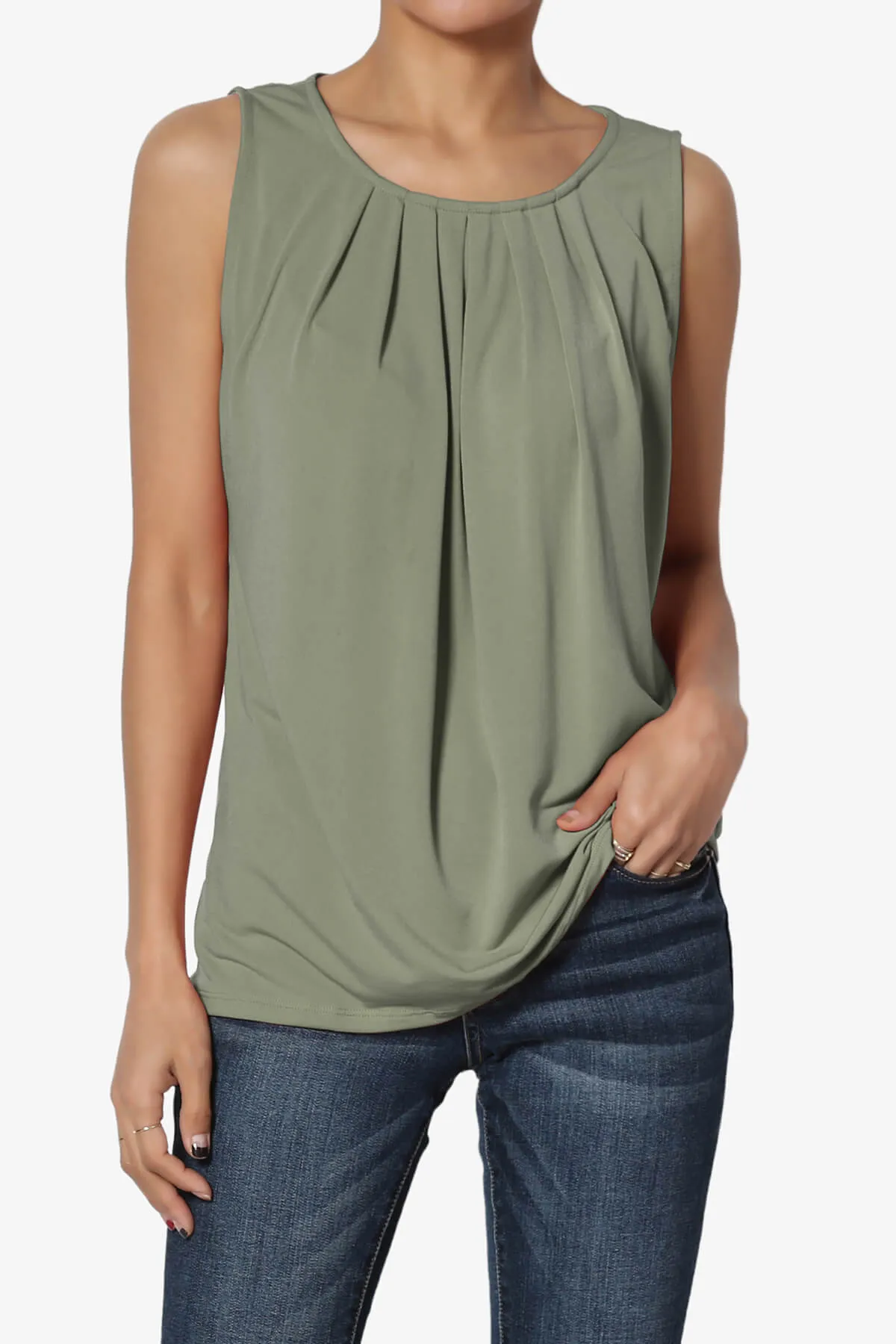 Chaffee Pleat Neck Tank Top PLUS