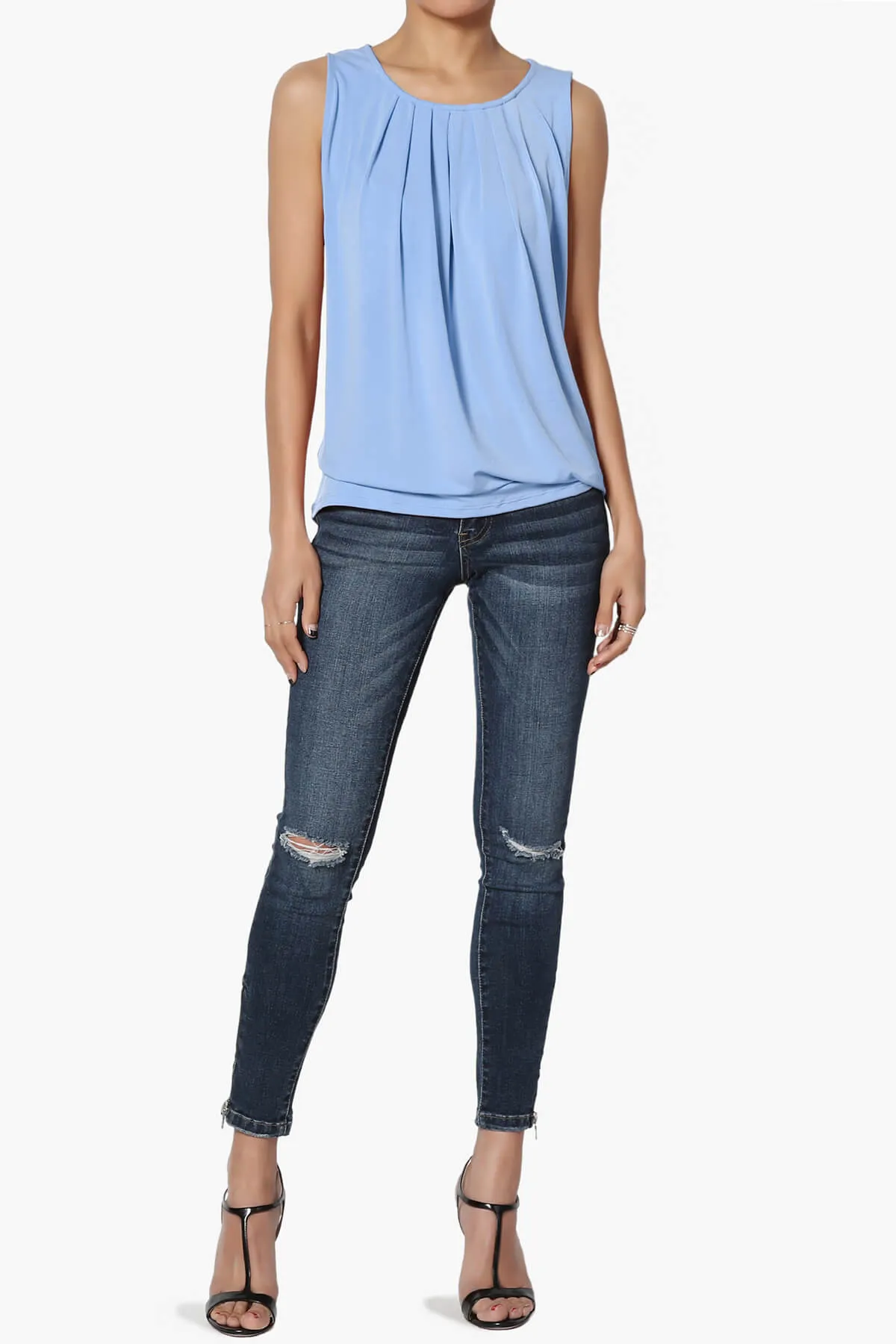 Chaffee Pleat Neck Tank Top PLUS