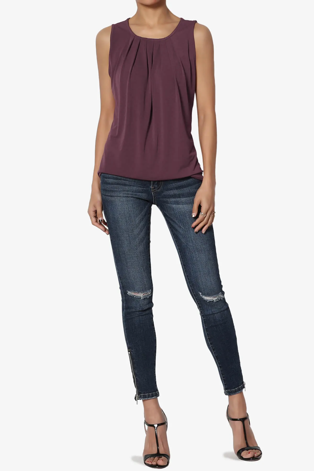 Chaffee Pleat Neck Tank Top PLUS