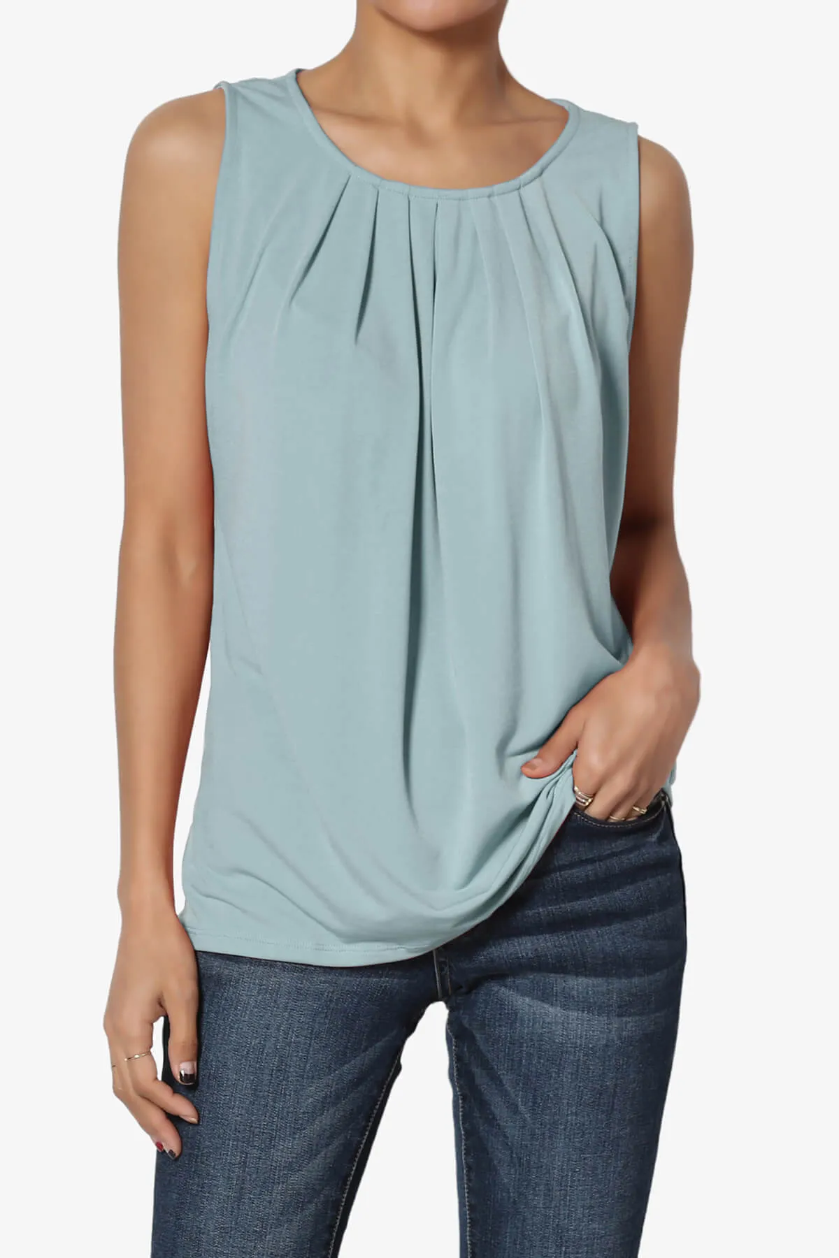 Chaffee Pleat Neck Tank Top PLUS
