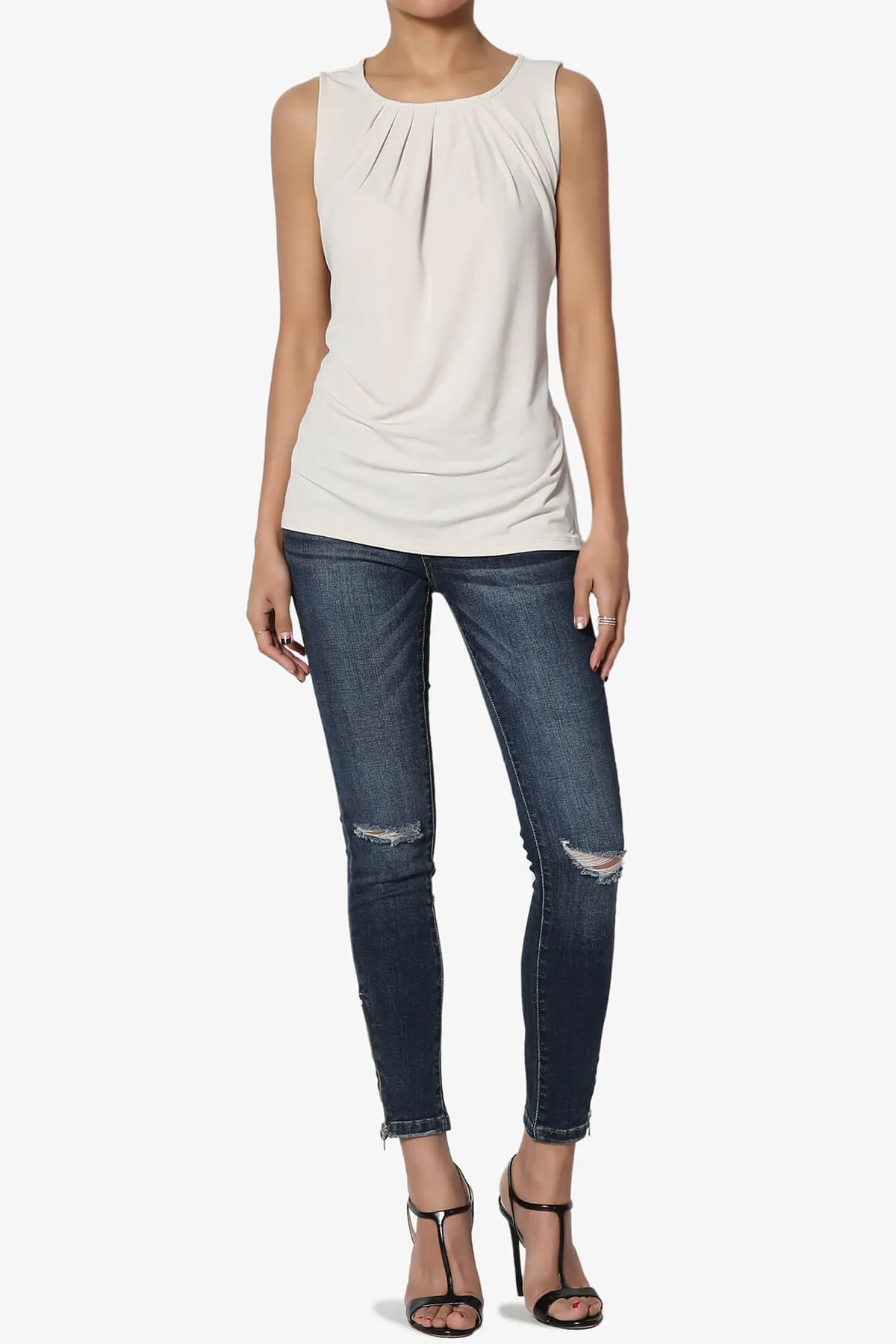 Chaffee Pleat Neck Tank Top PLUS
