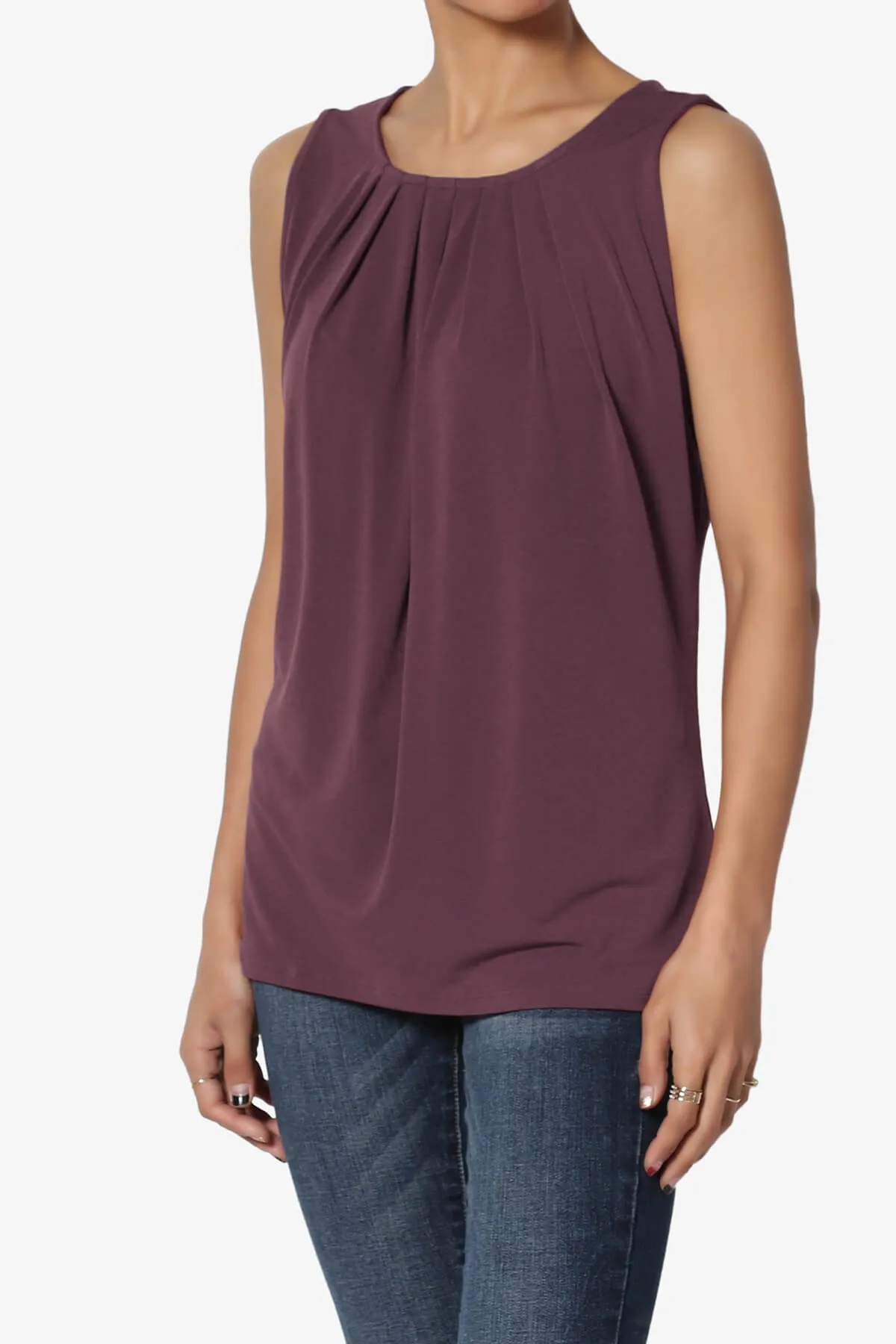 Chaffee Pleat Neck Tank Top PLUS