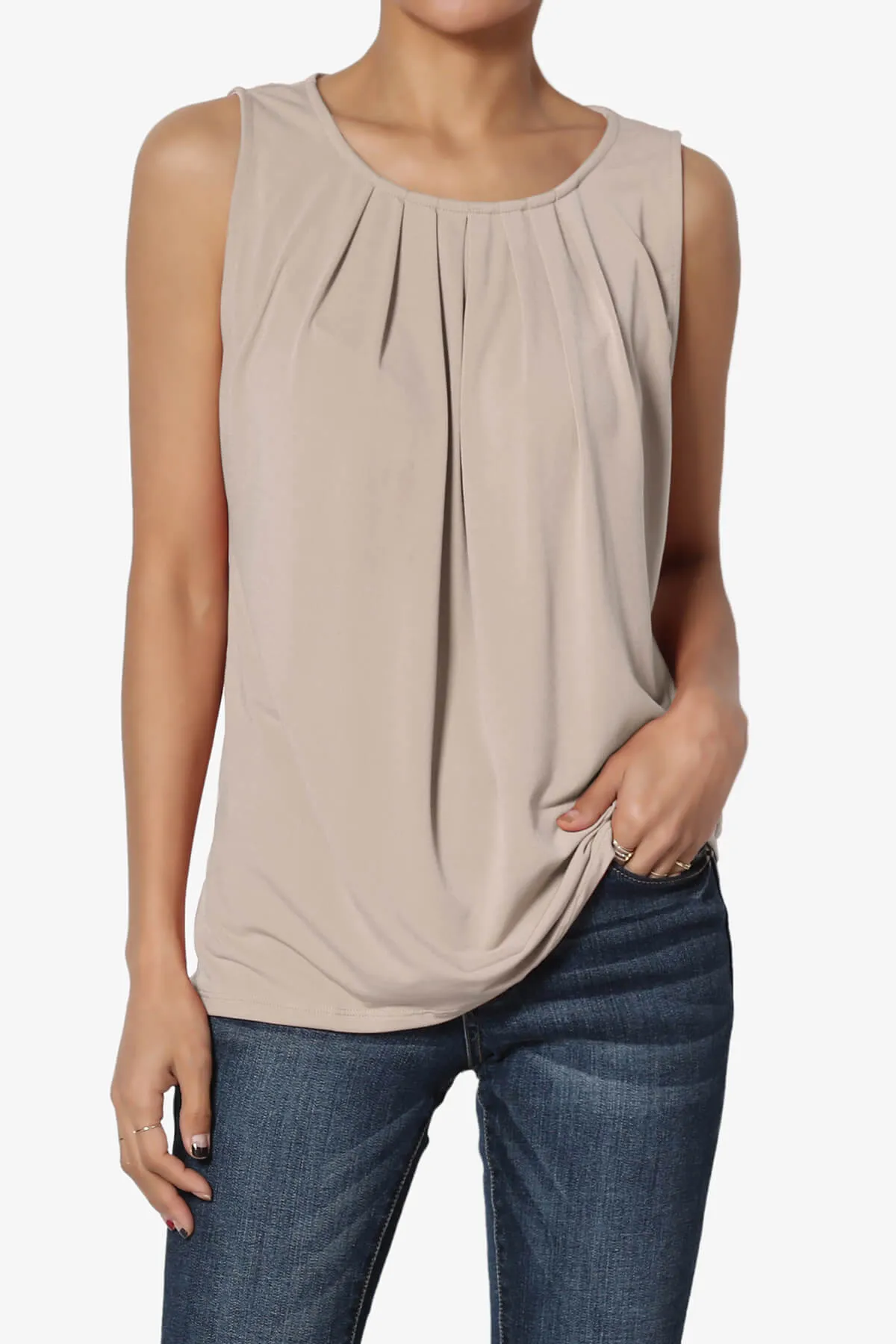 Chaffee Pleat Neck Tank Top PLUS