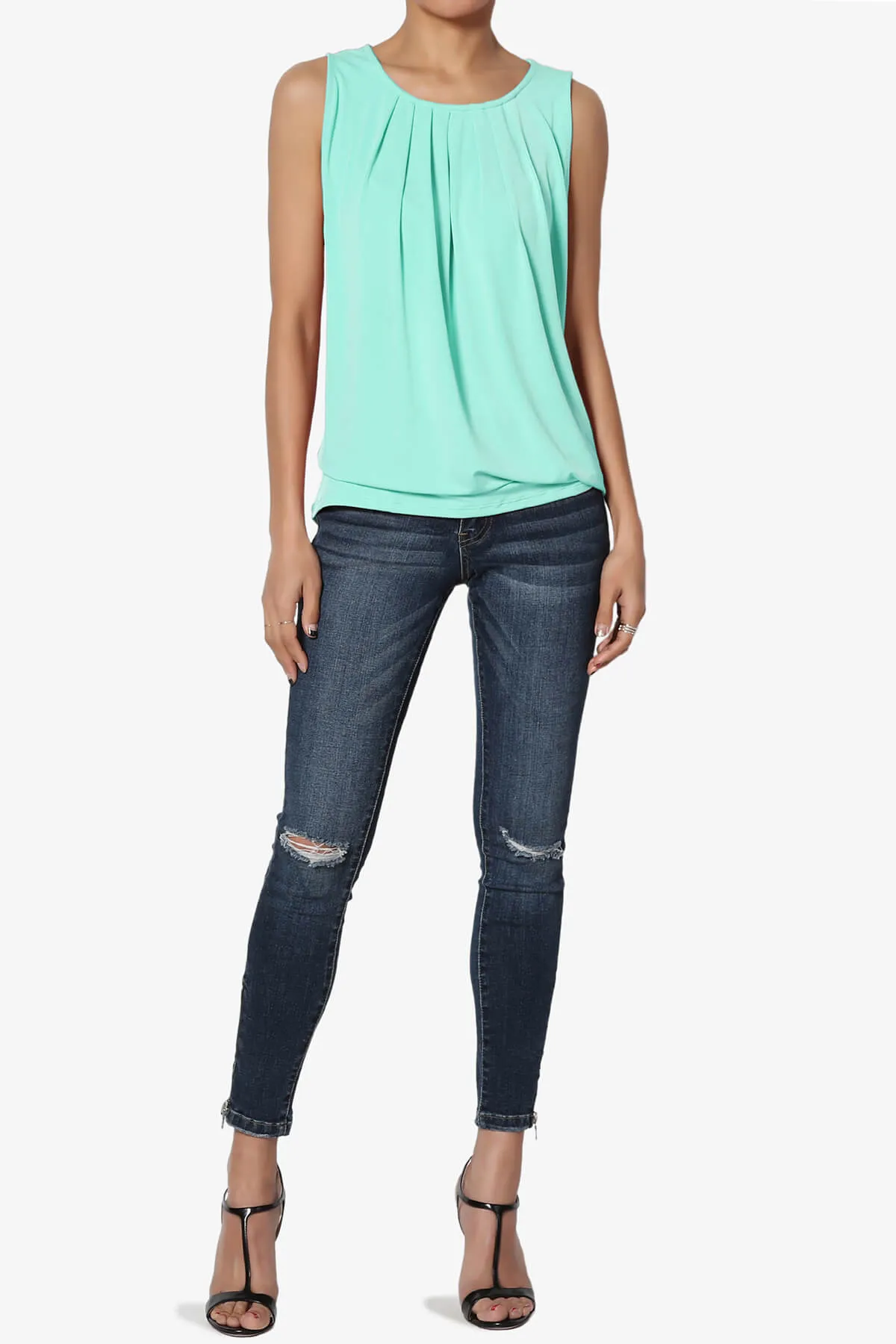 Chaffee Pleat Neck Tank Top PLUS