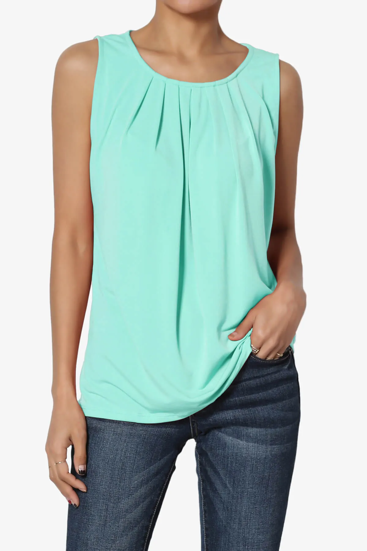 Chaffee Pleat Neck Tank Top PLUS