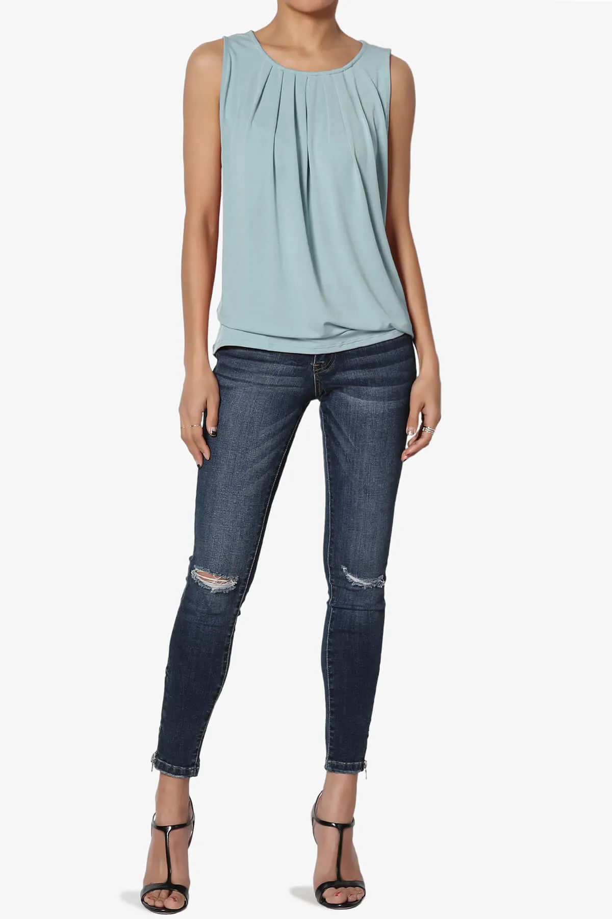 Chaffee Pleat Neck Tank Top PLUS