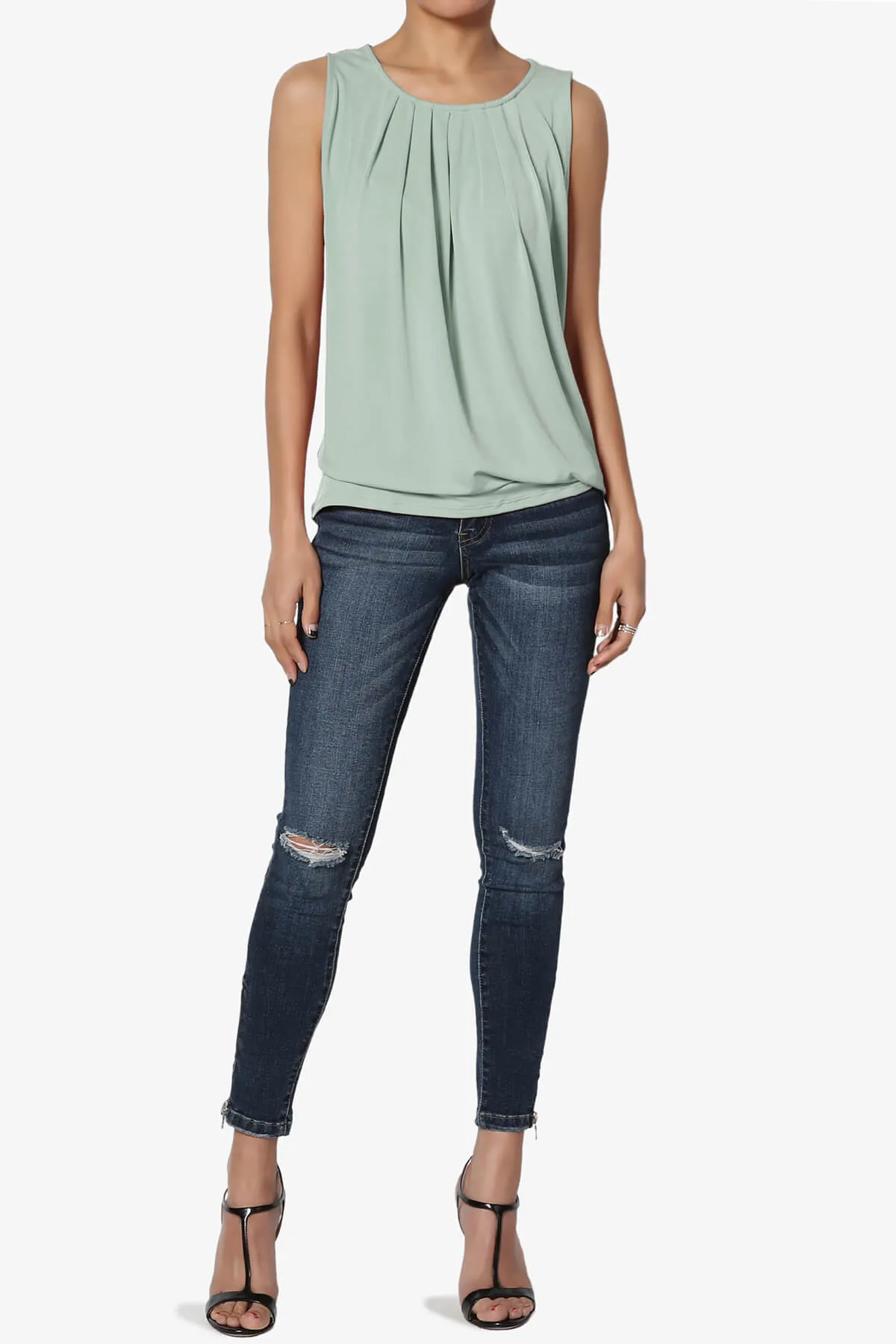 Chaffee Pleat Neck Tank Top PLUS