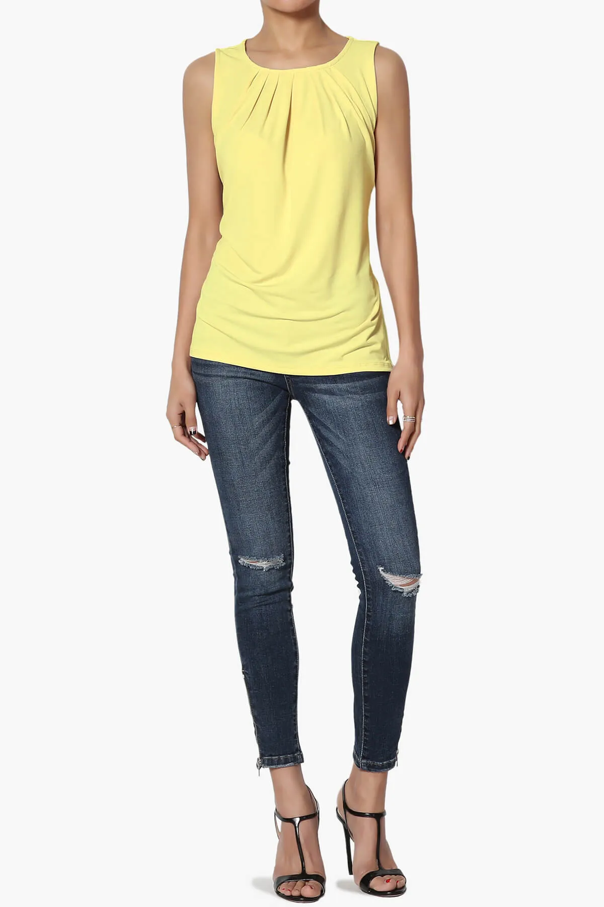 Chaffee Pleat Neck Tank Top PLUS