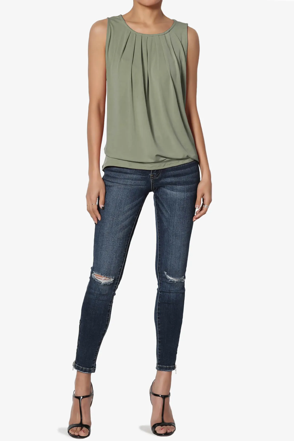 Chaffee Pleat Neck Tank Top PLUS