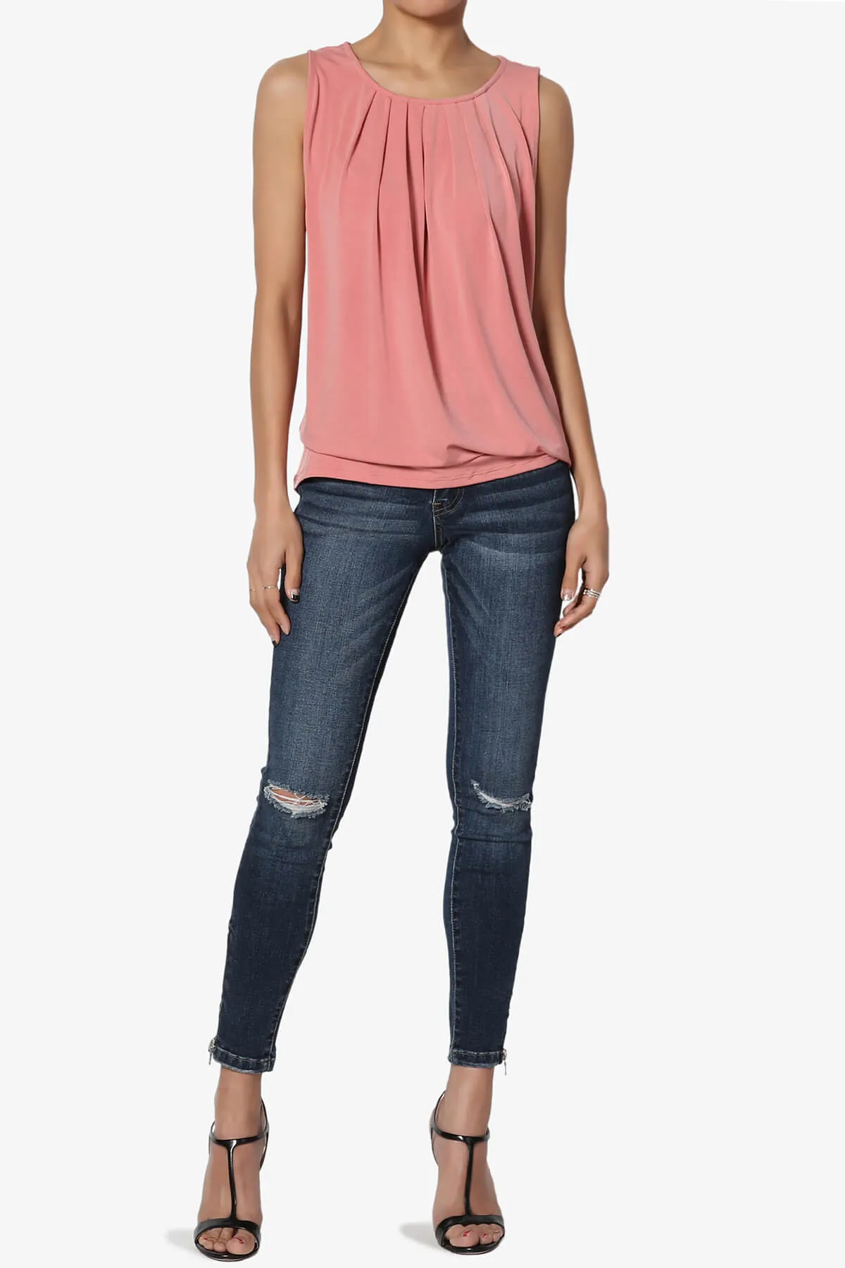 Chaffee Pleat Neck Tank Top PLUS