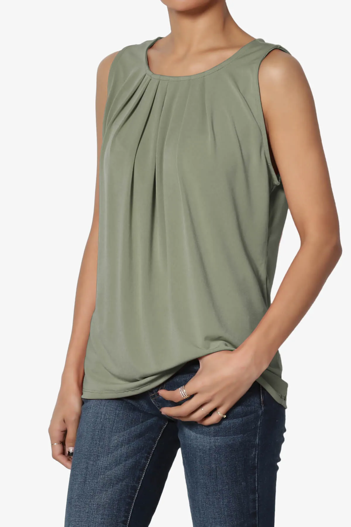 Chaffee Pleat Neck Tank Top PLUS