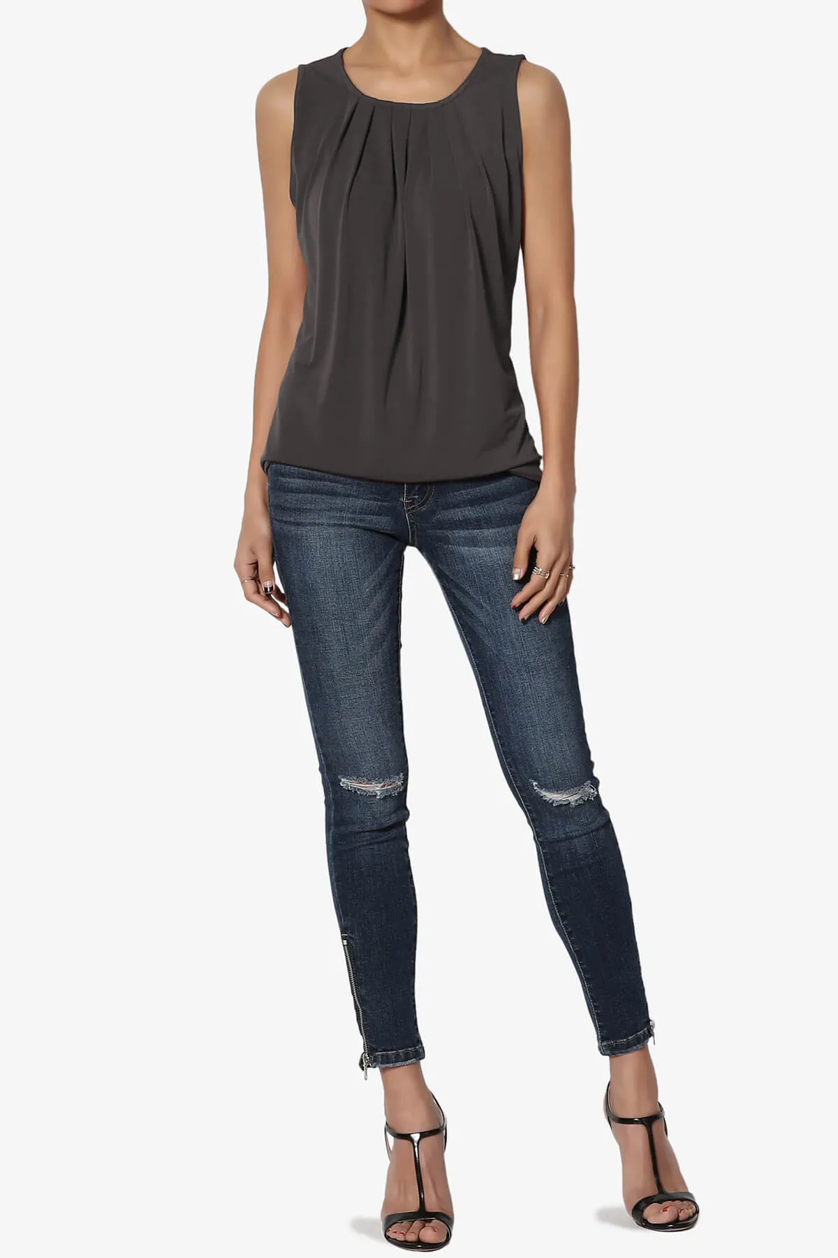 Chaffee Pleat Neck Tank Top PLUS