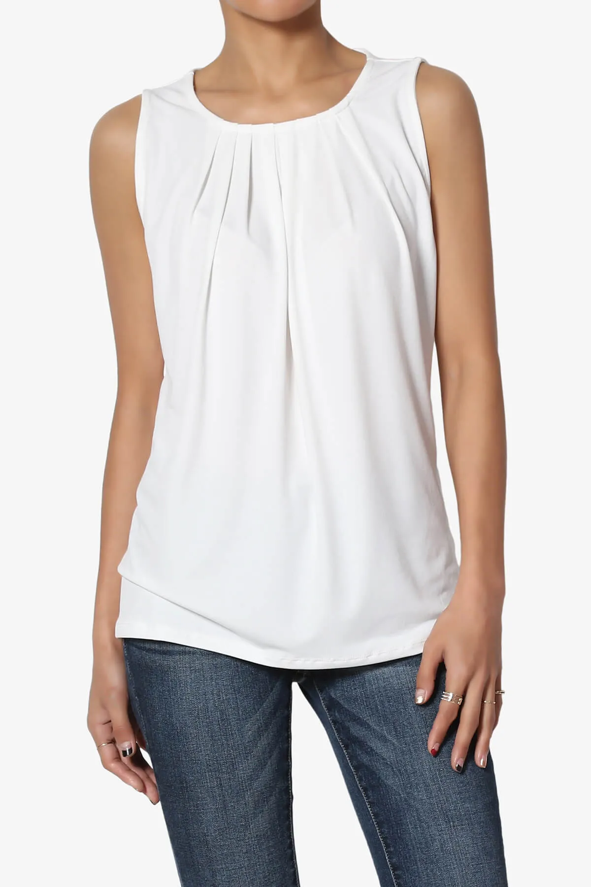 Chaffee Pleat Neck Tank Top PLUS