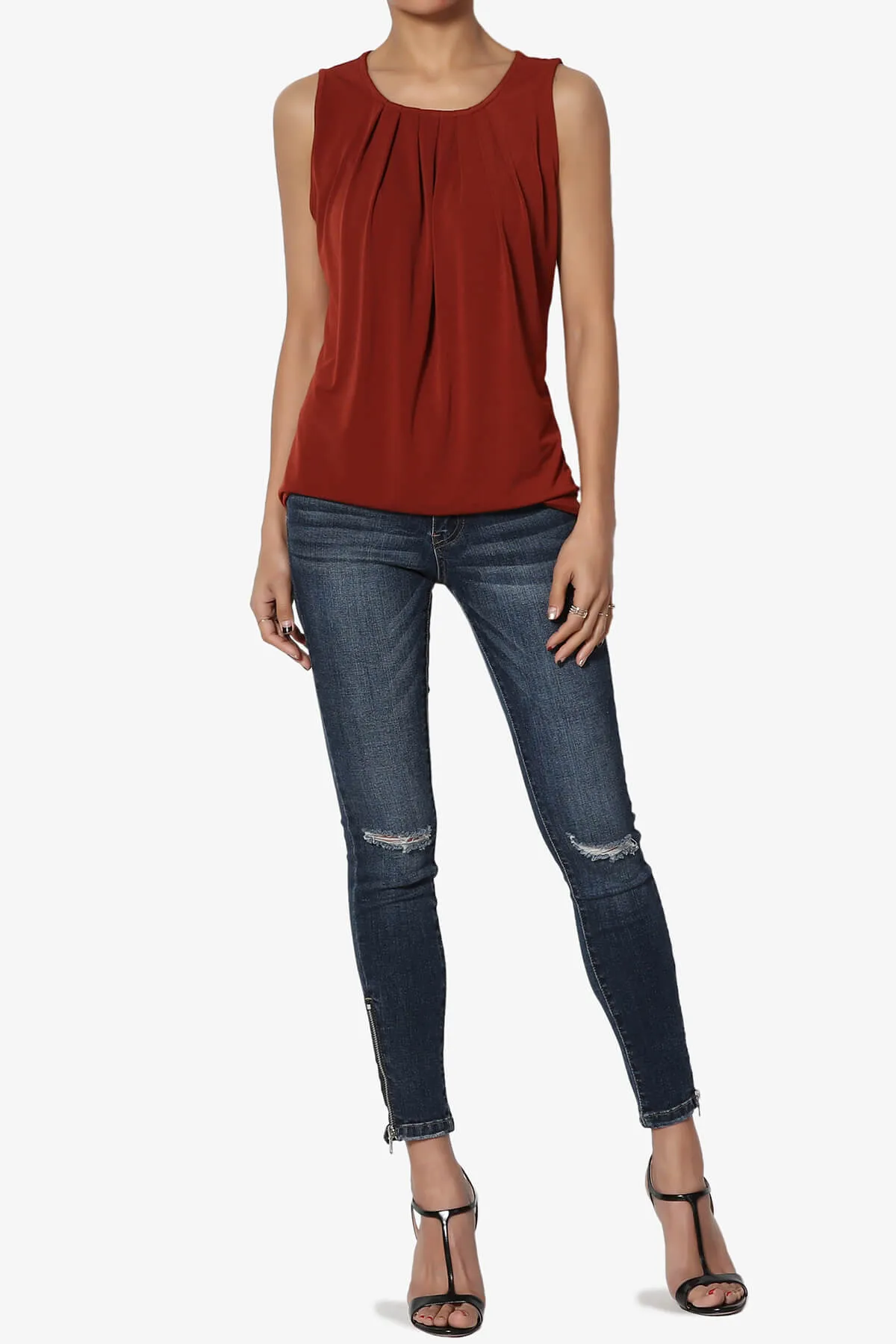 Chaffee Pleat Neck Tank Top PLUS