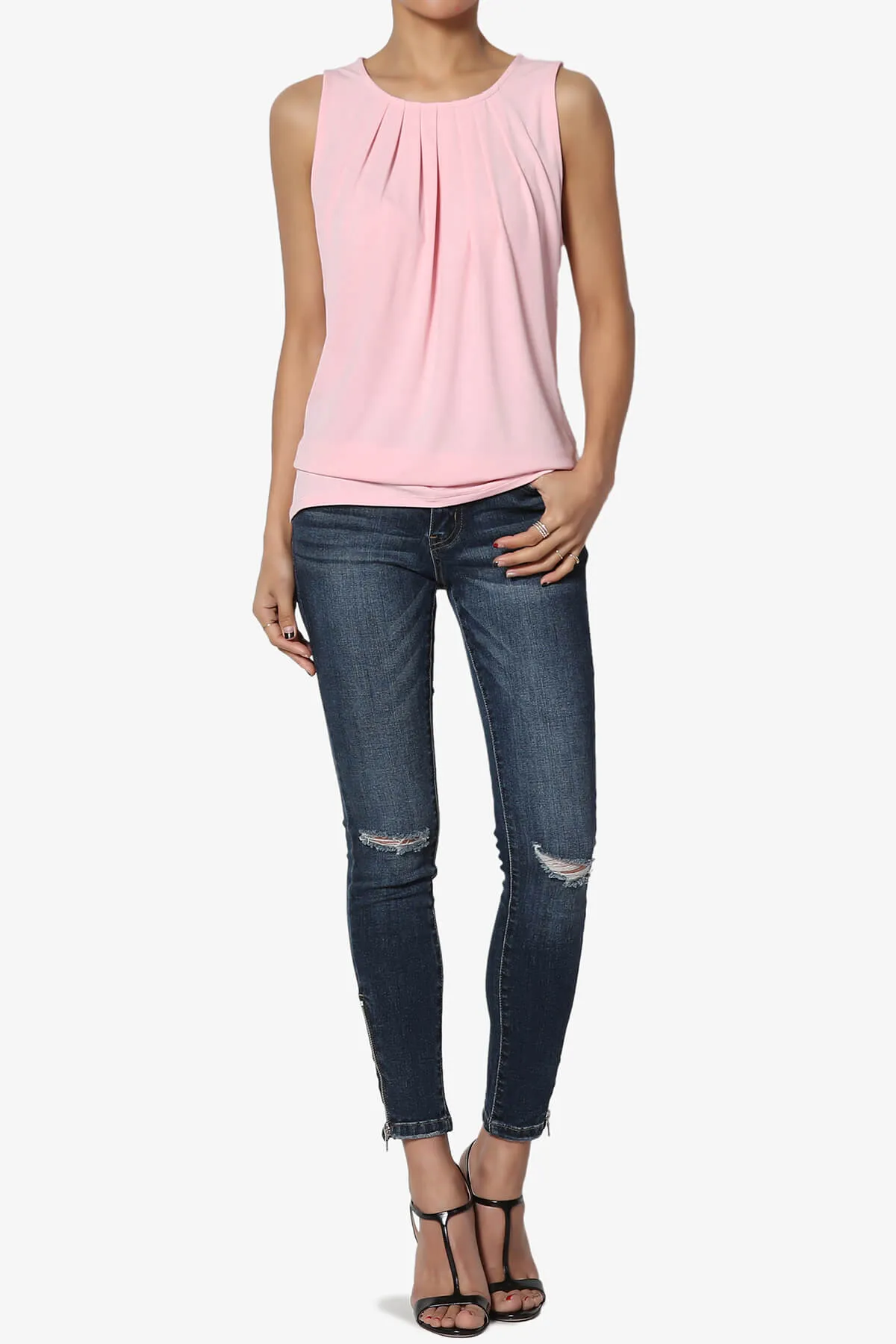 Chaffee Pleat Neck Tank Top PLUS