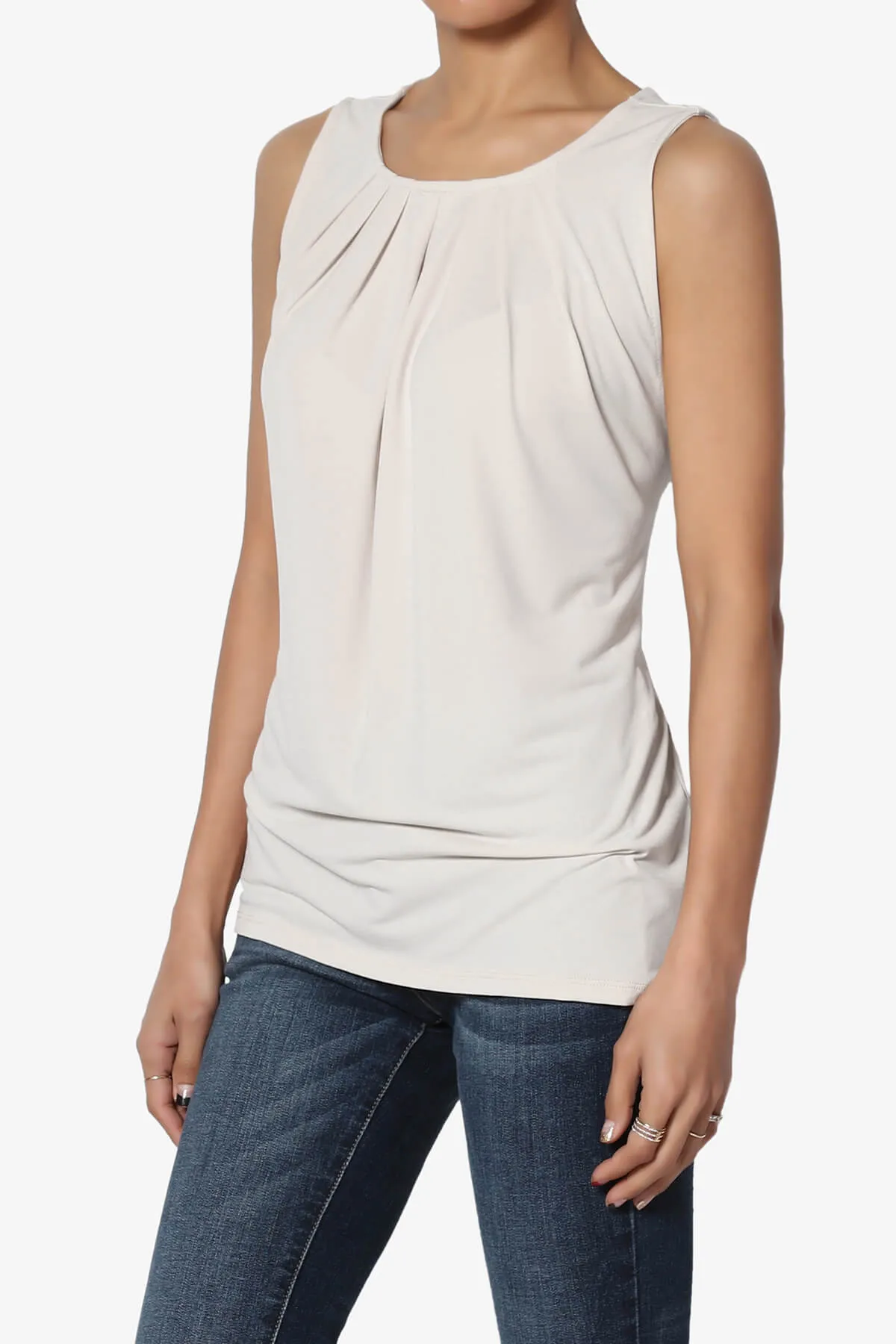 Chaffee Pleat Neck Tank Top PLUS