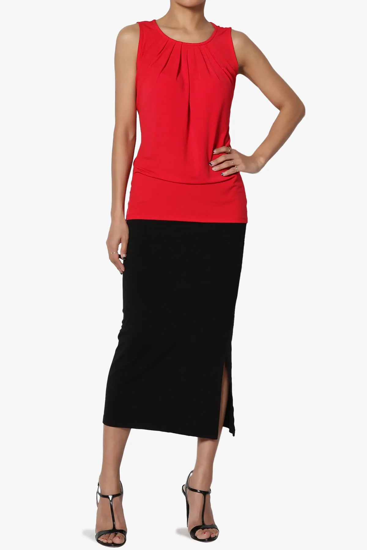 Chaffee Pleat Neck Tank Top PLUS