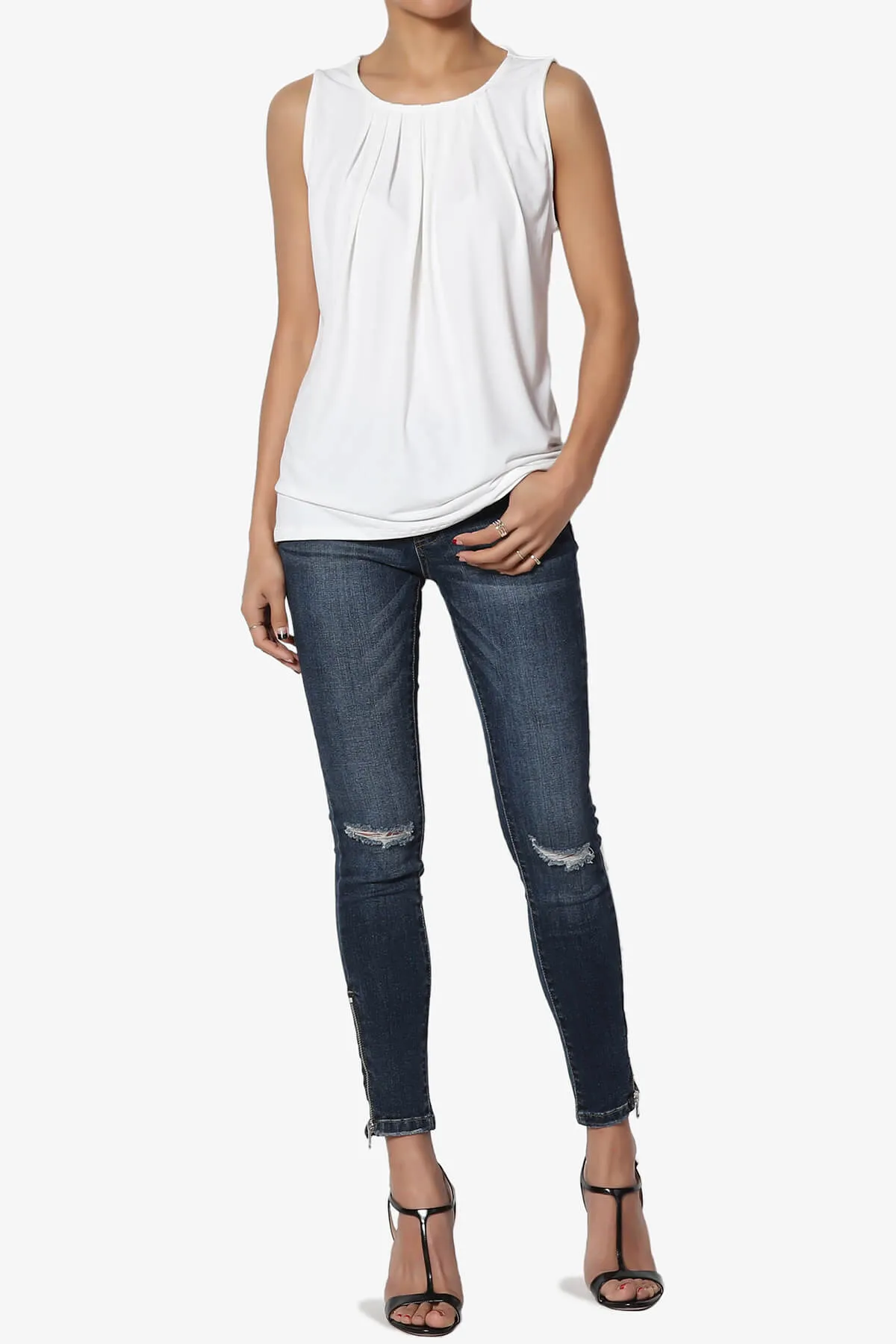 Chaffee Pleat Neck Tank Top PLUS