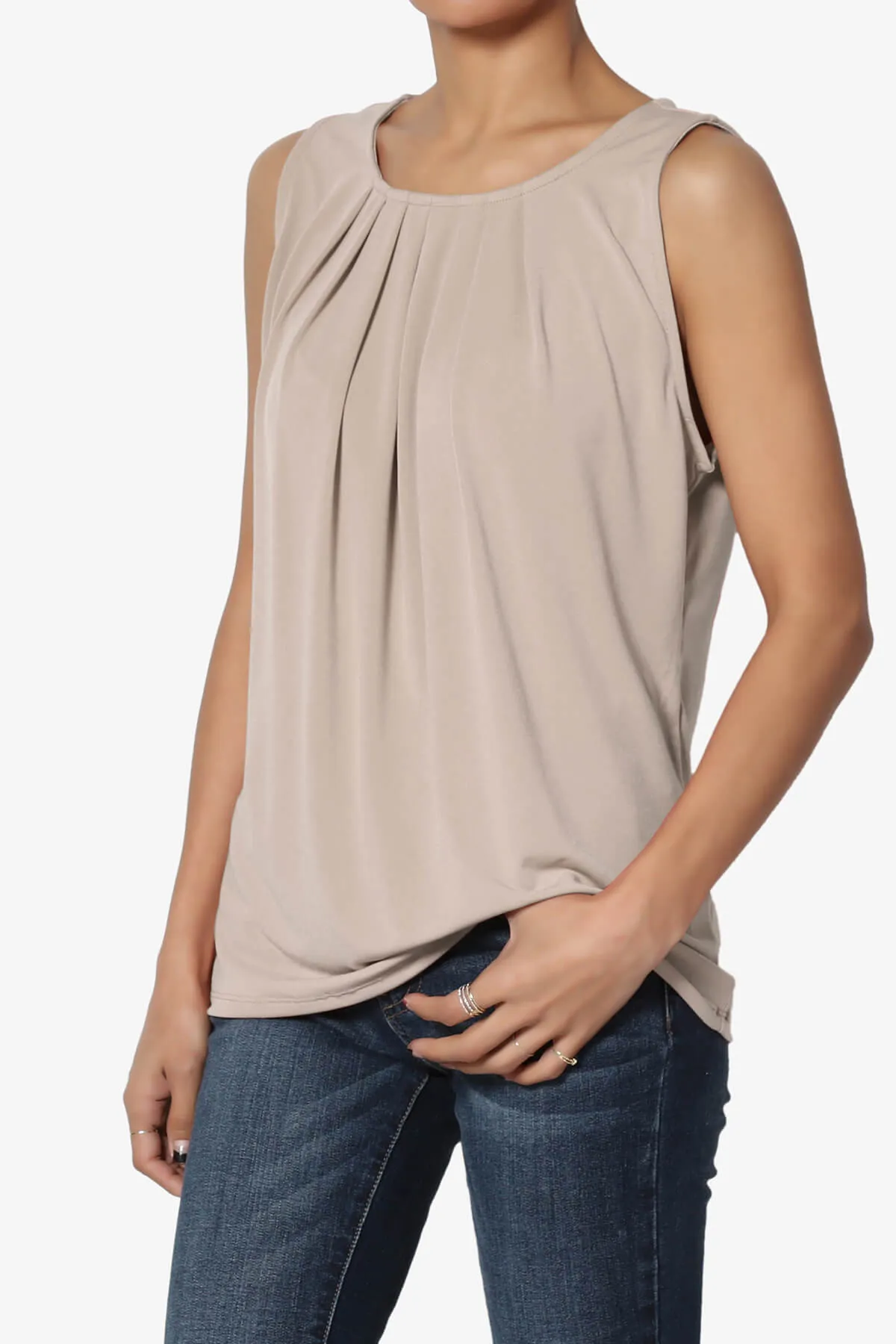 Chaffee Pleat Neck Tank Top PLUS