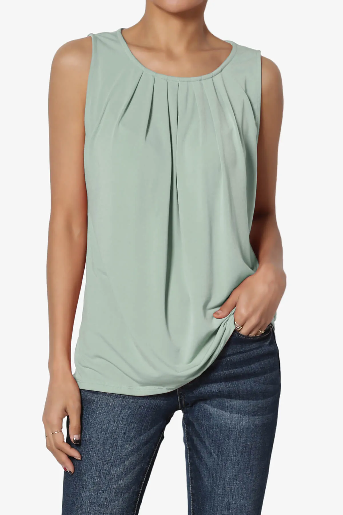 Chaffee Pleat Neck Tank Top PLUS