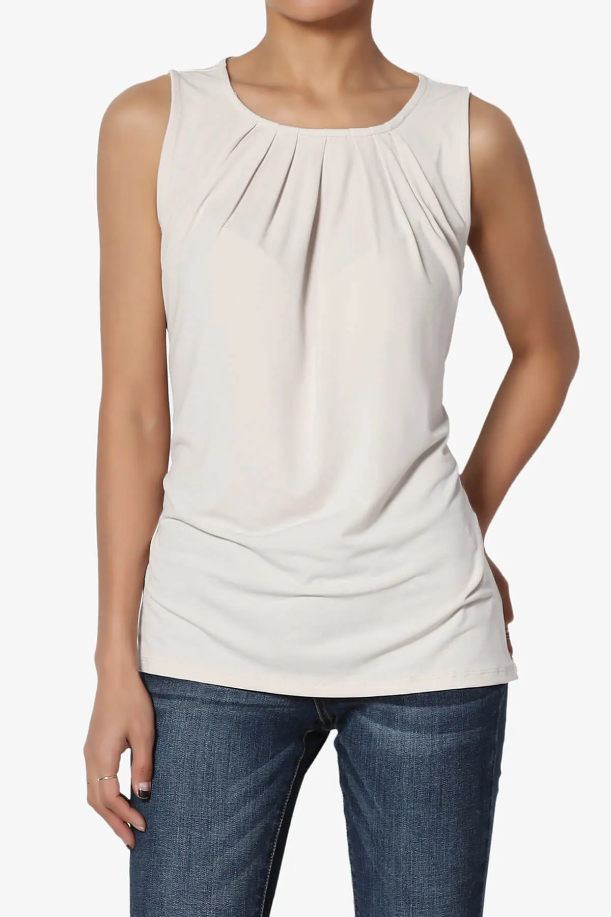Chaffee Pleat Neck Tank Top PLUS